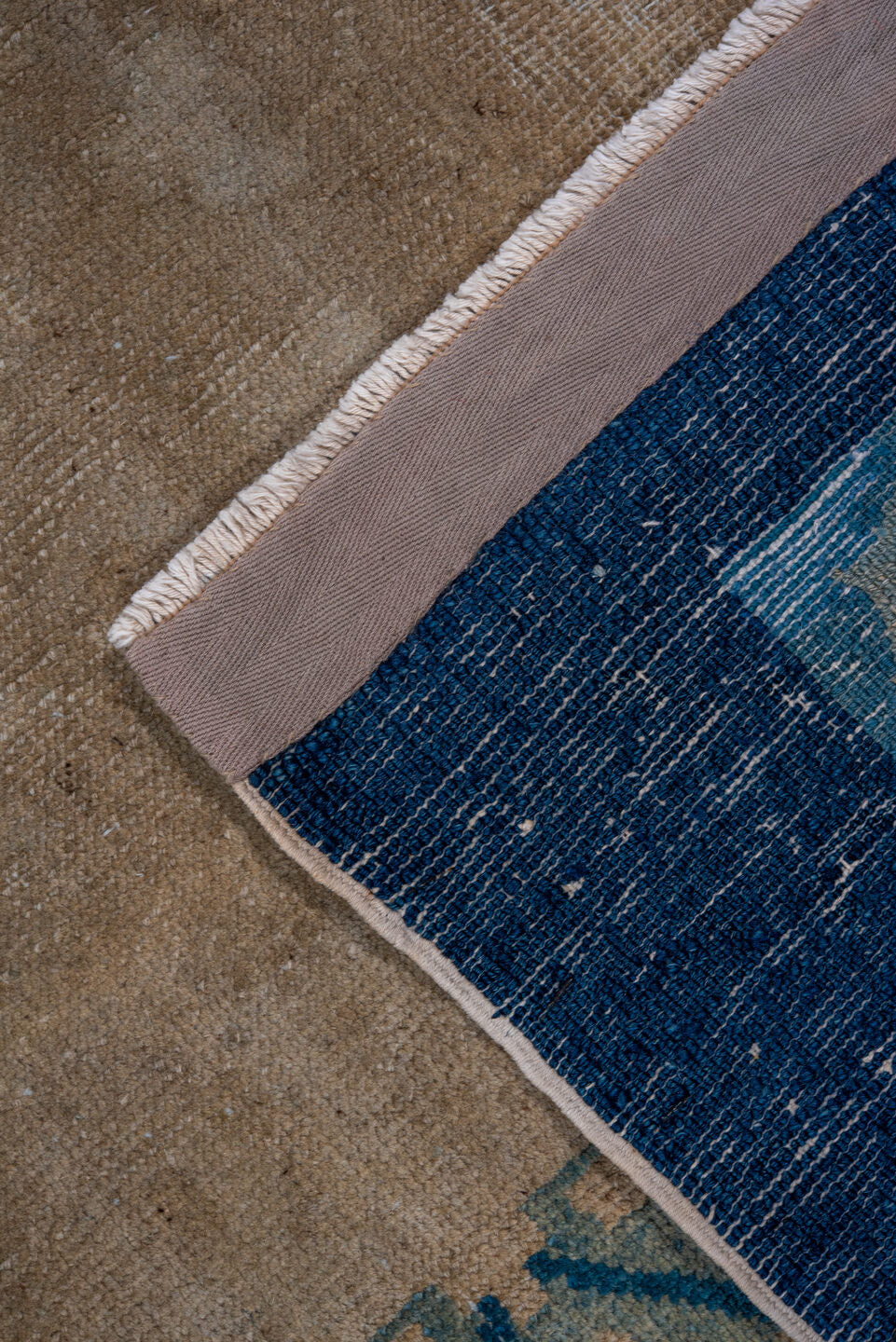 9' x 11' one-of-a-kind handmade antique Chinese large size rug. Color palette: camel, blue, ivory, beige, teal, taupe, gray