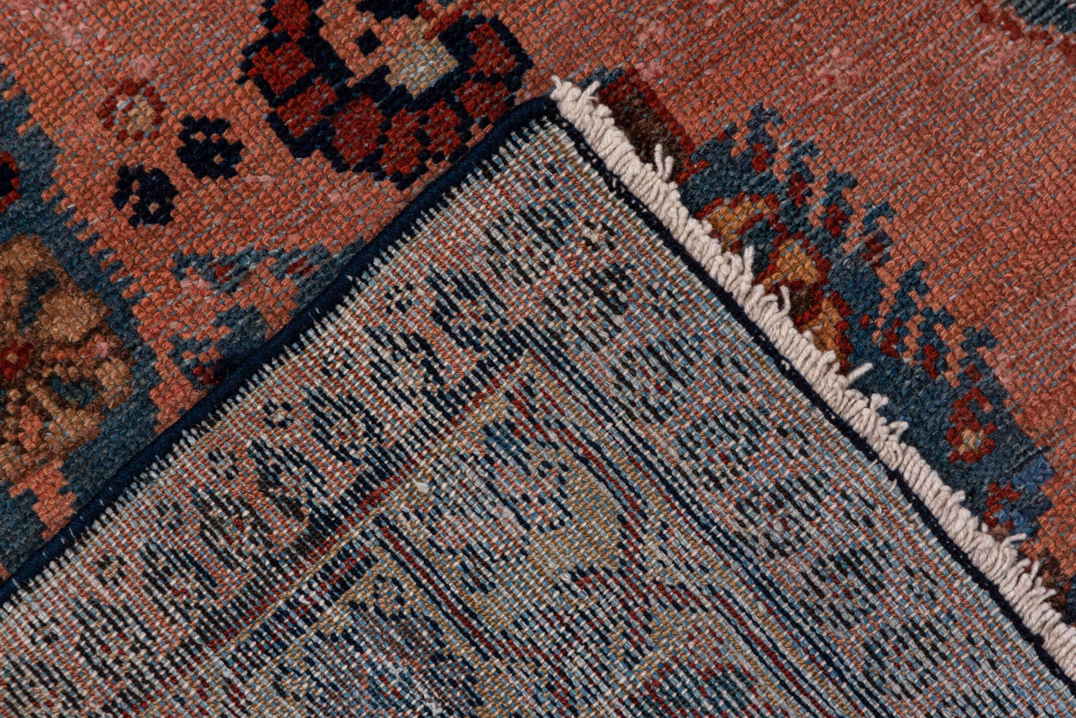 6' x 11' one-of-a-kind handmade vintage Malayer large size rug. Color palette: navy, rose, ivory, light_blue, rust, taupe