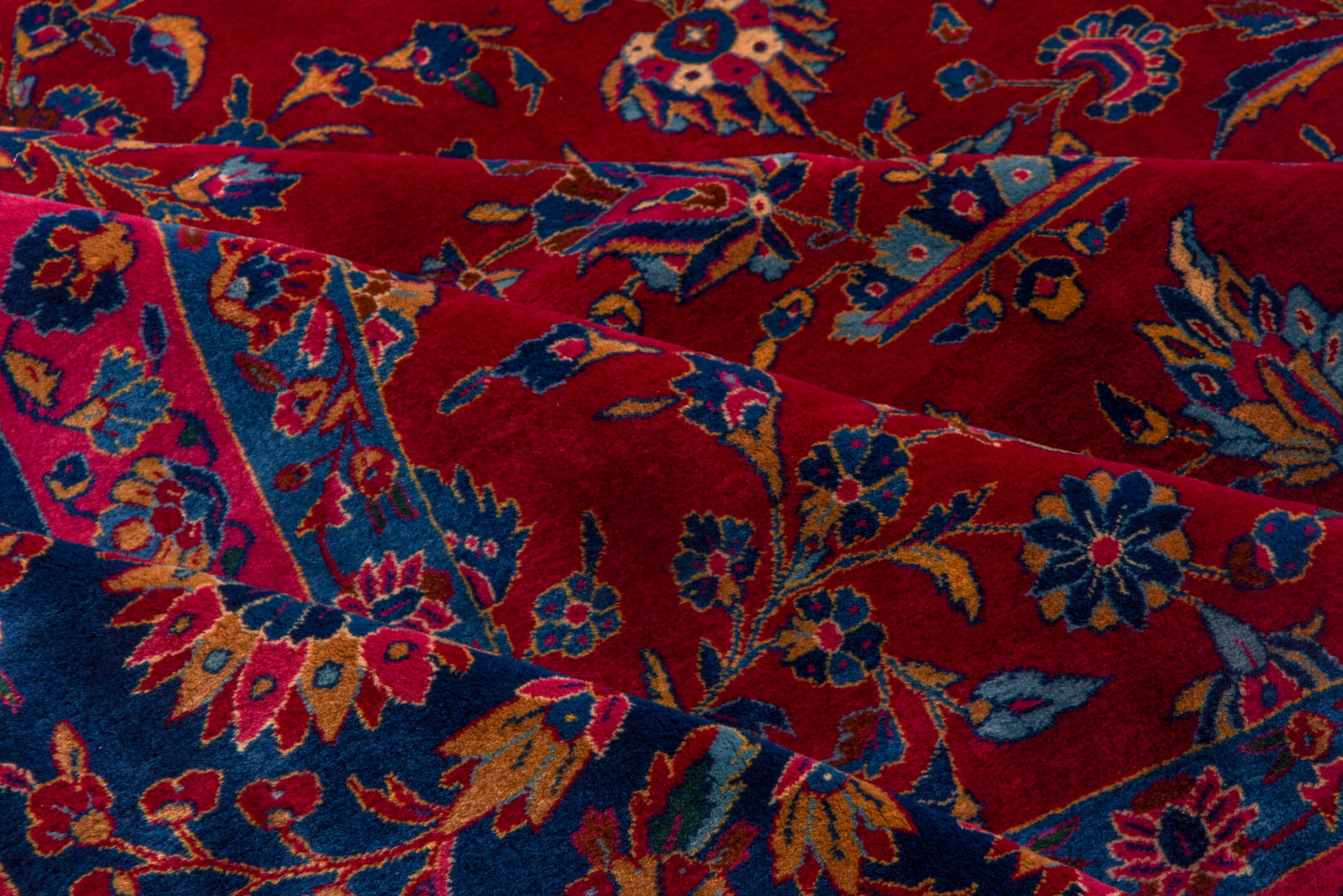 7' x 11' one-of-a-kind handmade vintage Flatweave large size rug. Color palette: blue, brown, burgundy, fiord, gray, pink