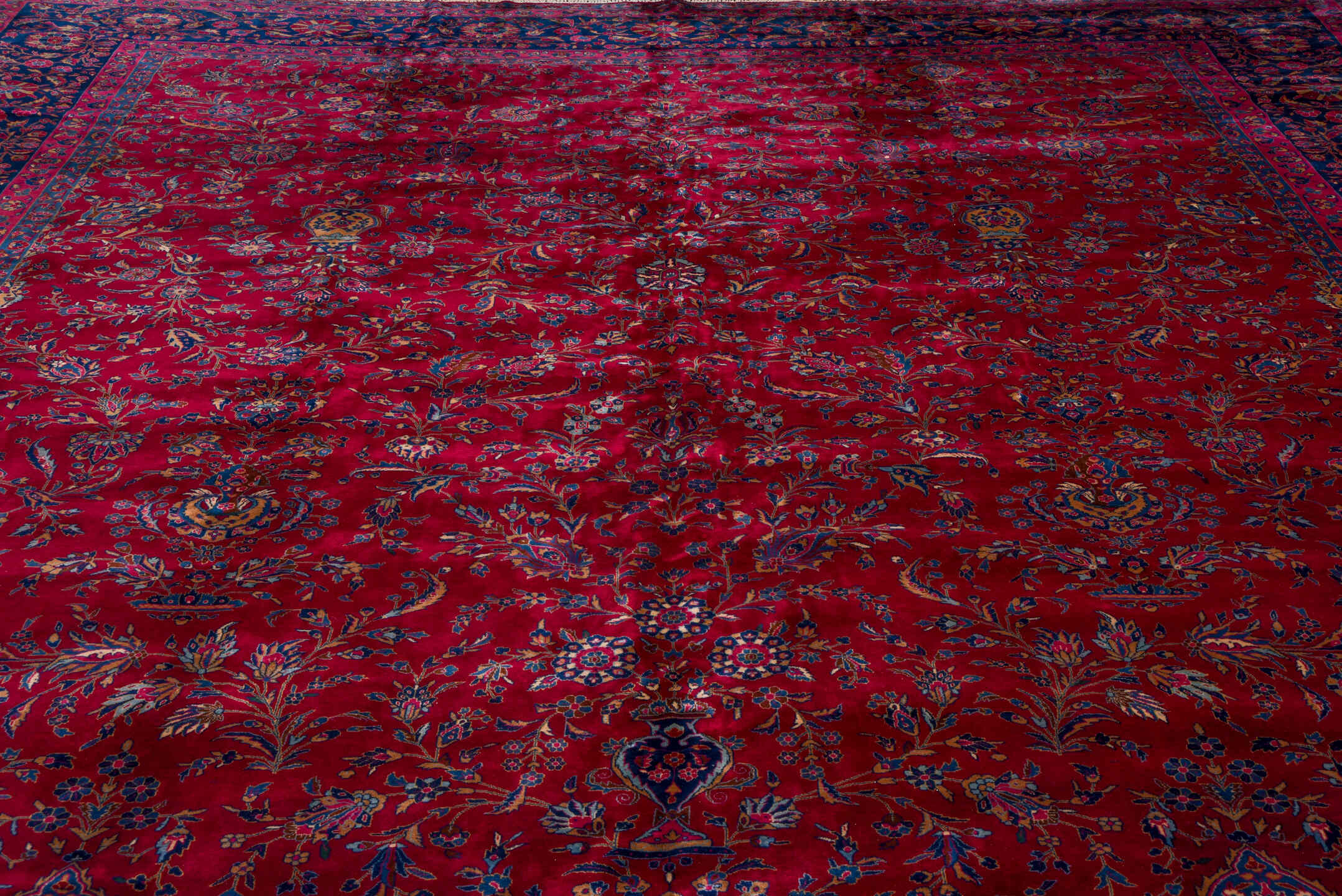 7' x 11' one-of-a-kind handmade vintage Flatweave large size rug. Color palette: blue, brown, burgundy, fiord, gray, pink