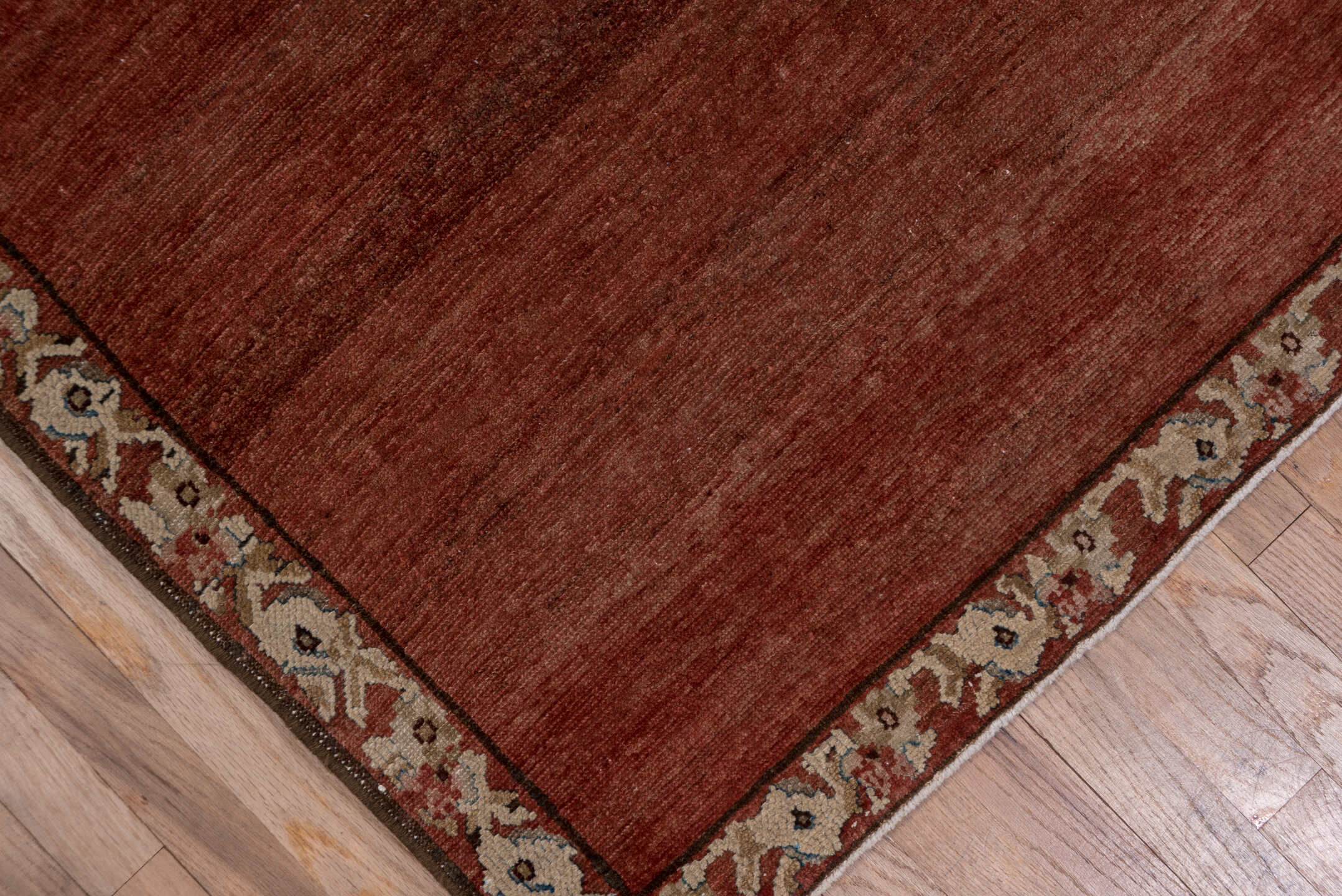 3' x 13' one-of-a-kind handmade antique Baktiary runner rug. Color palette: rust, terra cotta, ivory, brown, camel