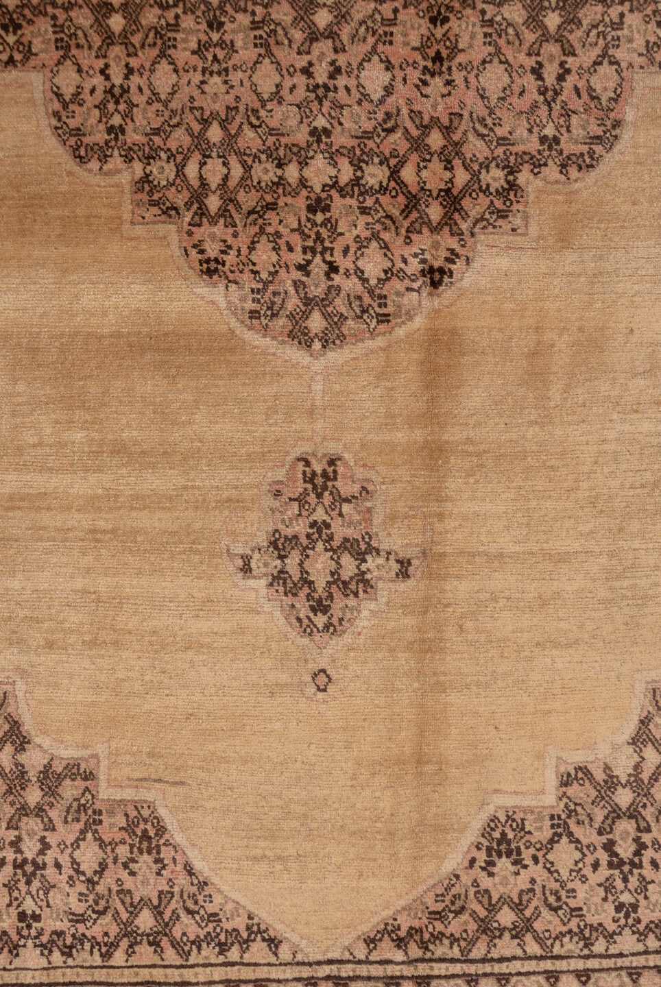 12' x 16' one-of-a-kind handmade vintage Tabriz oversize rug. Color palette: brown, orange, pink, redwood