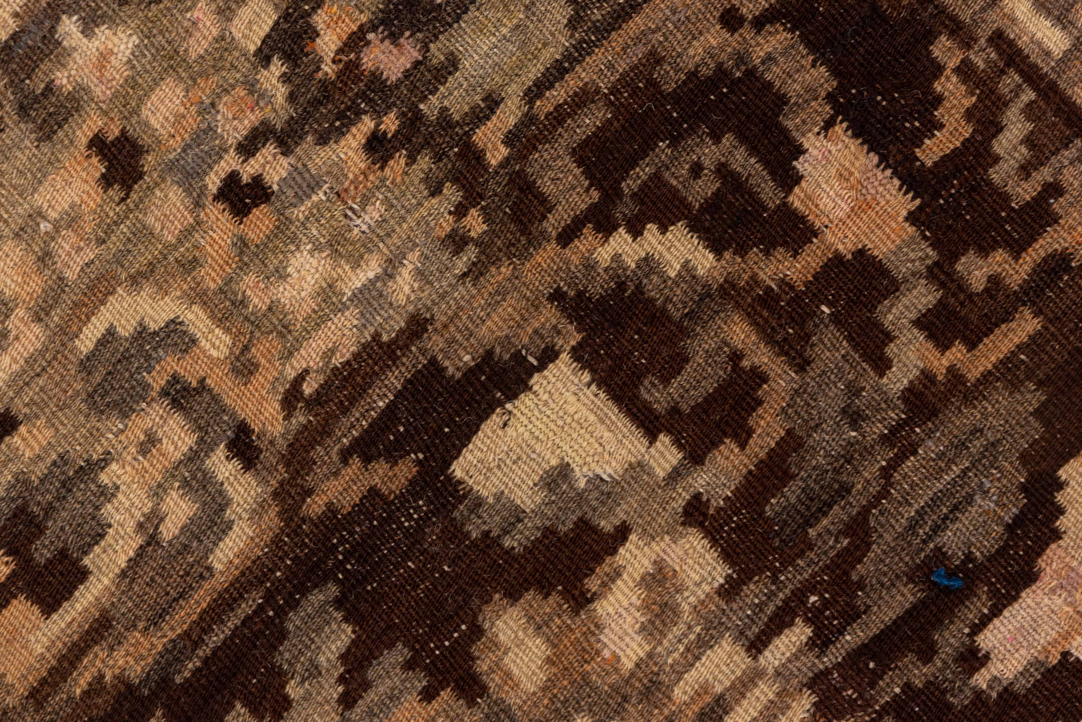 5' x 10' one-of-a-kind handmade vintage Kilim medium size rug. Color palette: brown, off-white, orange