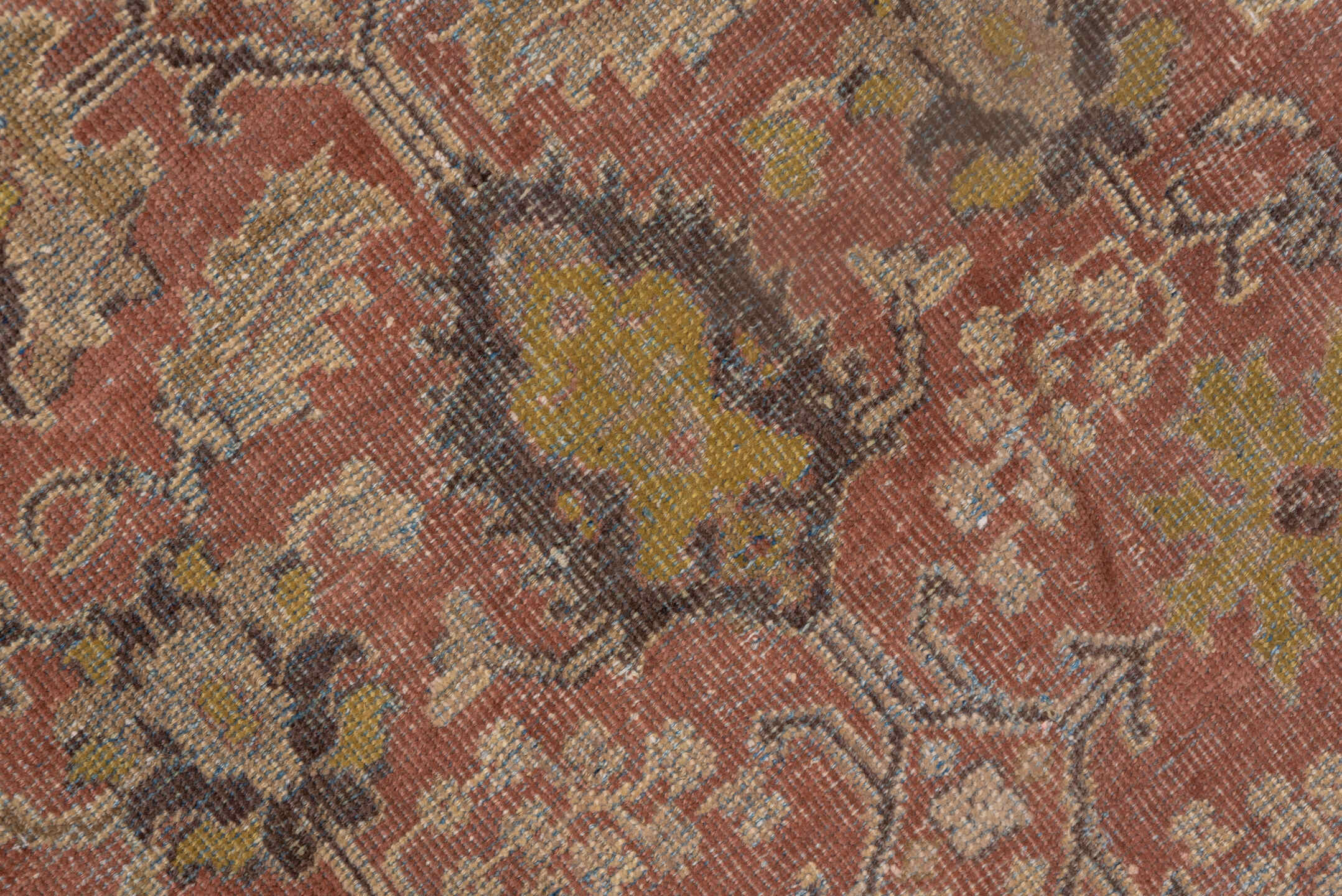 11' x 16' one-of-a-kind handmade vintage Mahal oversize rug. Color palette: brown, gray, light gray, off-white, pink