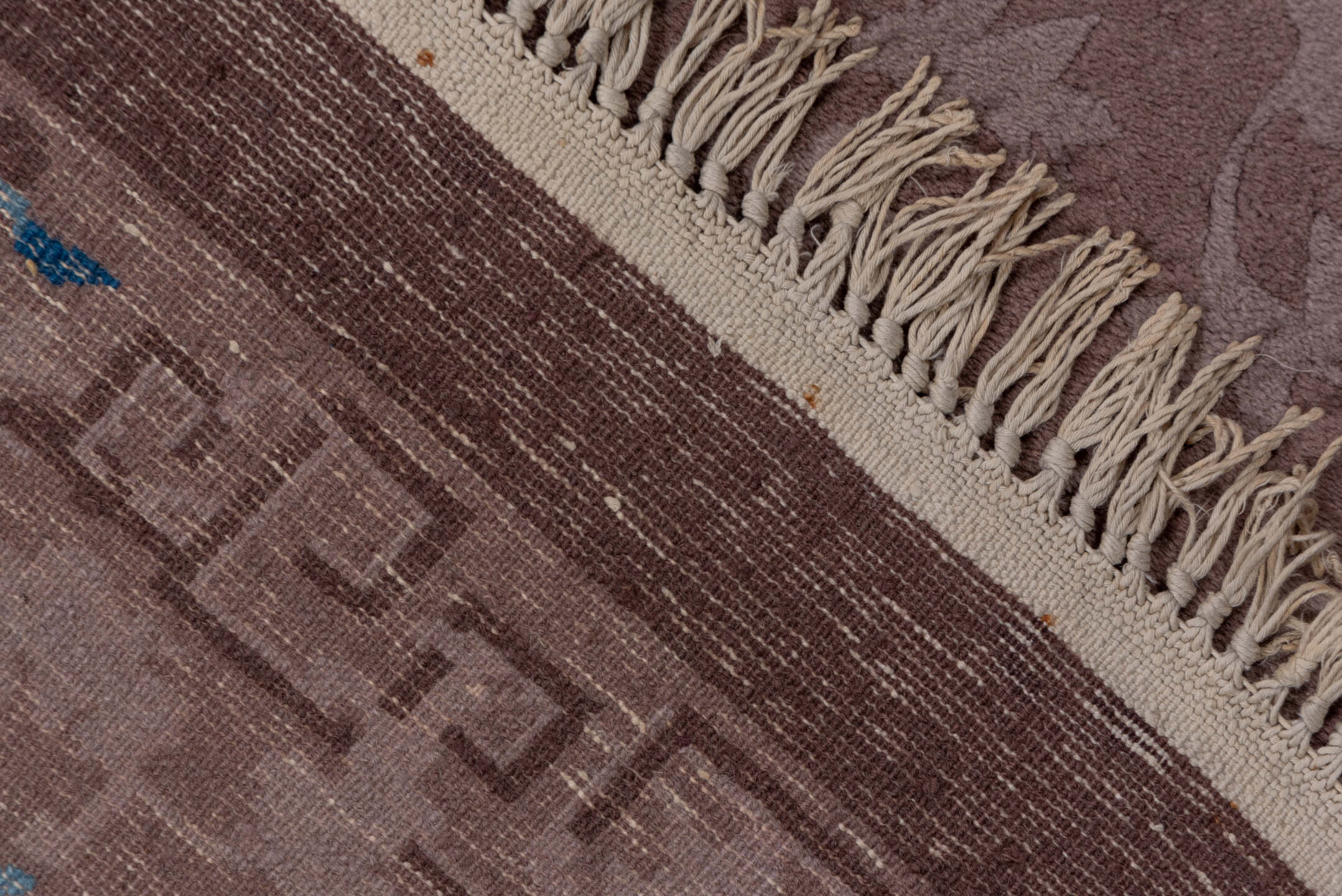 5' x 8' one-of-a-kind handmade antique Chinese medium size rug. Color palette: taupe, mauve, dusty rose, brown, sky blue