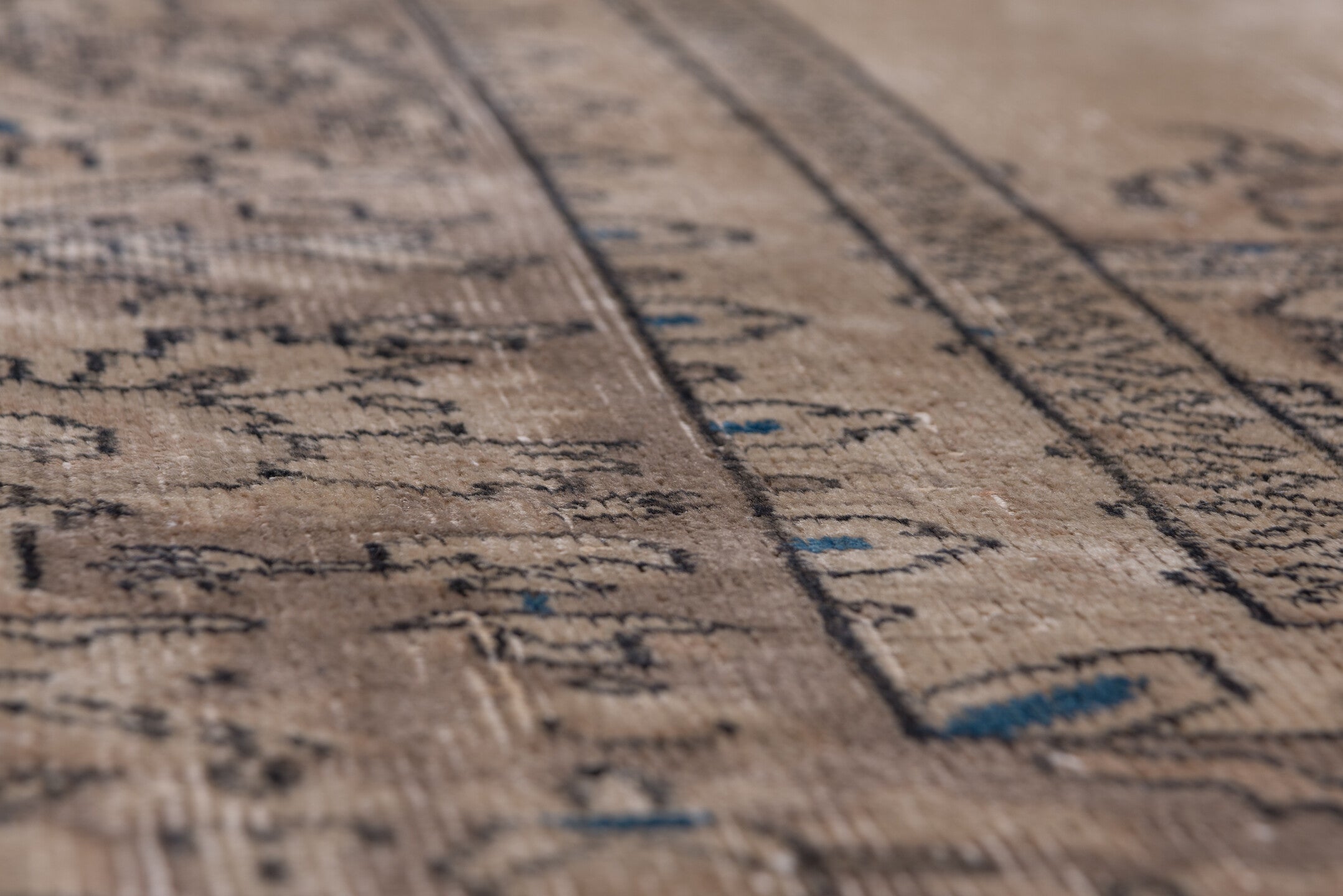 10' x 13' one-of-a-kind handmade antique Sparta large size rug. Color palette: camel, taupe, brown, slate, ivory, charcoal