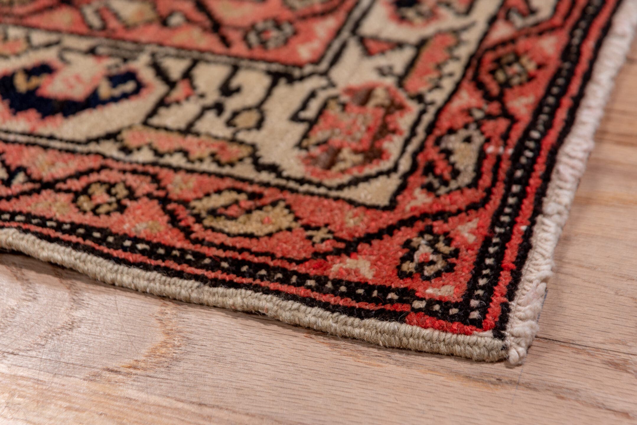 3' x 17' one-of-a-kind handmade antique Malayer runner rug. Color palette: ivory, teal, charcoal, taupe, olive, camel, gray