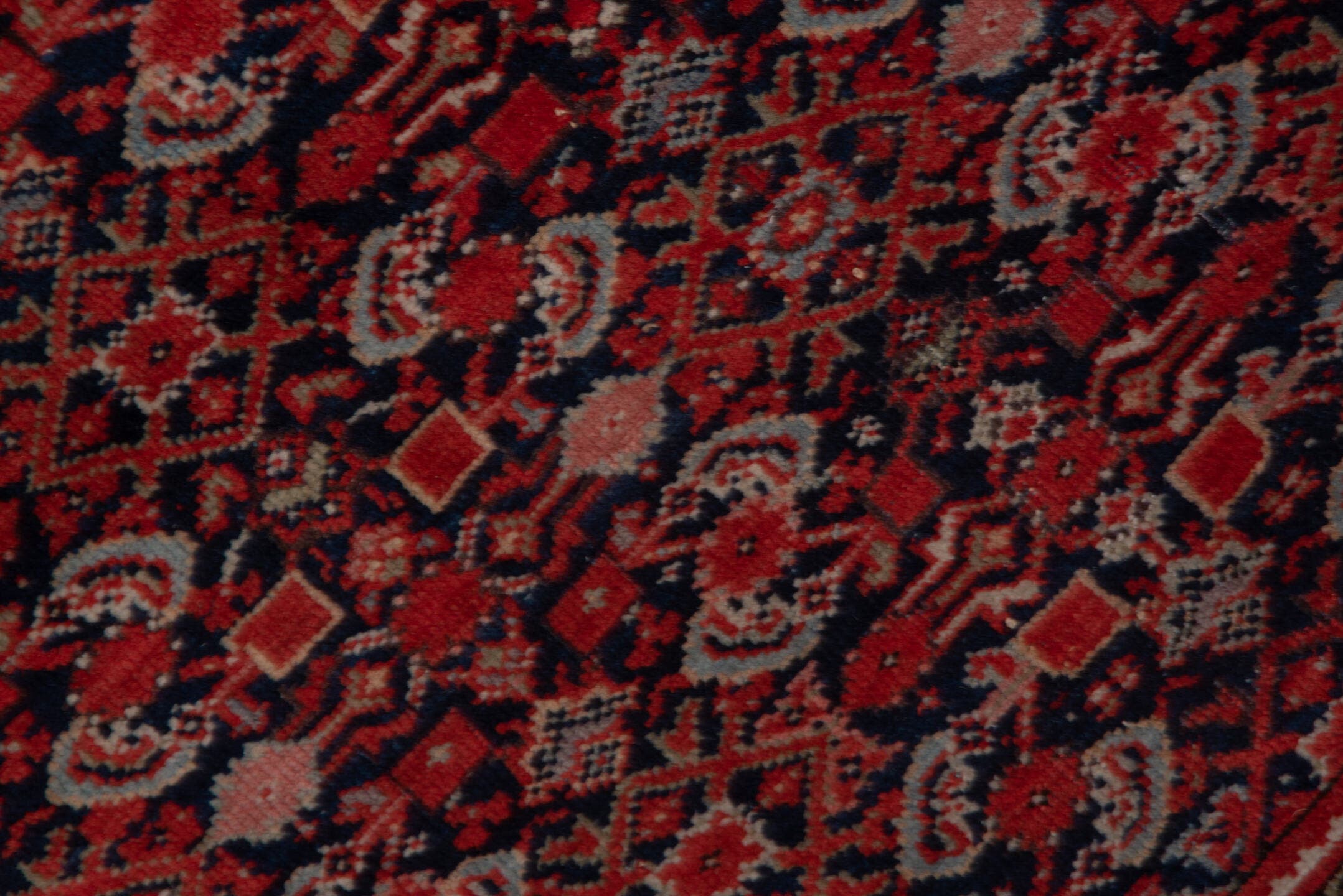 4' x 6' one-of-a-kind handmade antique Far.Sarouk small size rug. Color palette: navy, rust, crimson, ivory, rose, charcoal