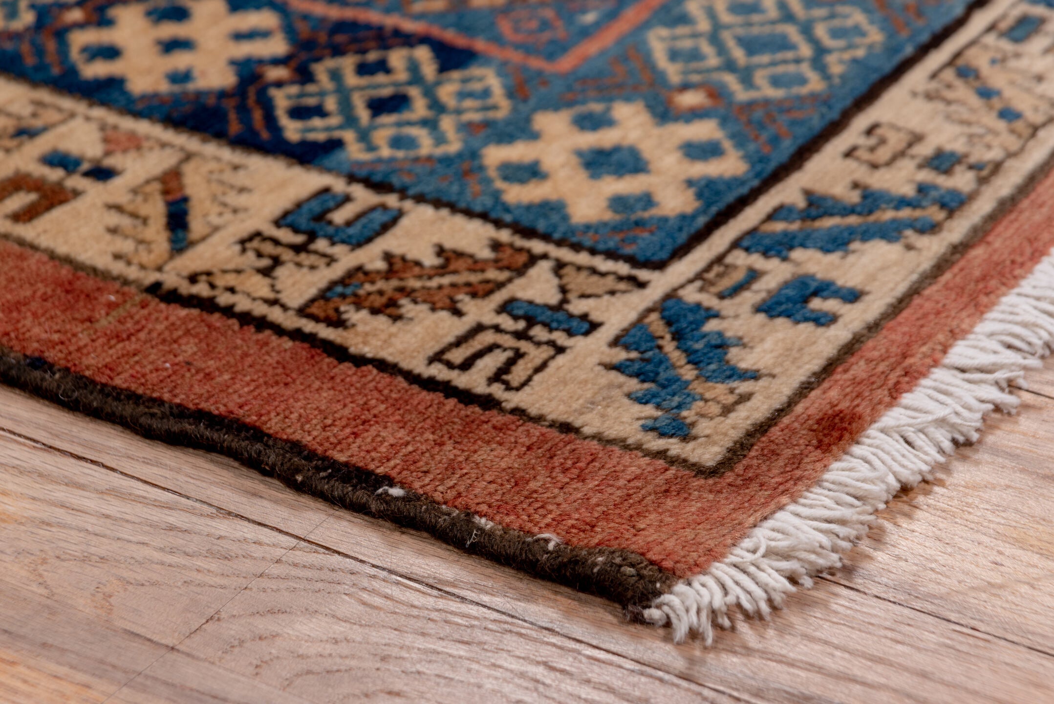 3' x 10' one-of-a-kind handmade vintage Malayer runner rug. Color palette: blue, brown, fiord, gray, orange, pink, red