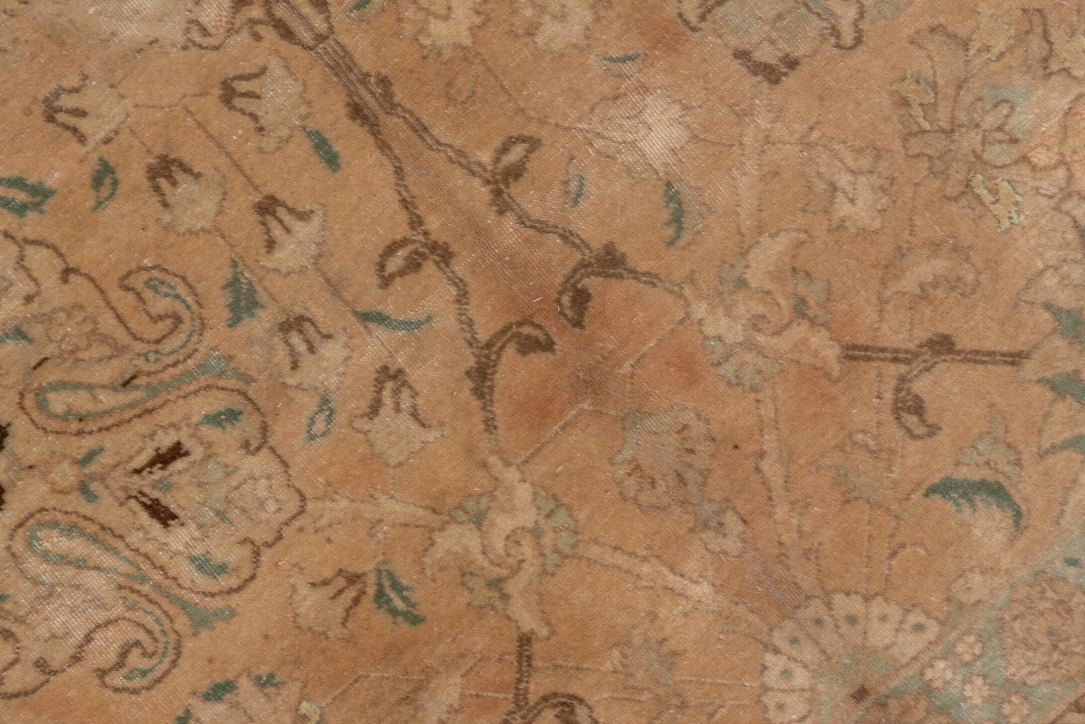 11' x 12' one-of-a-kind handmade antique Sivas oversize rug. Color palette: beige, ivory, taupe, camel, pale aqua, brown