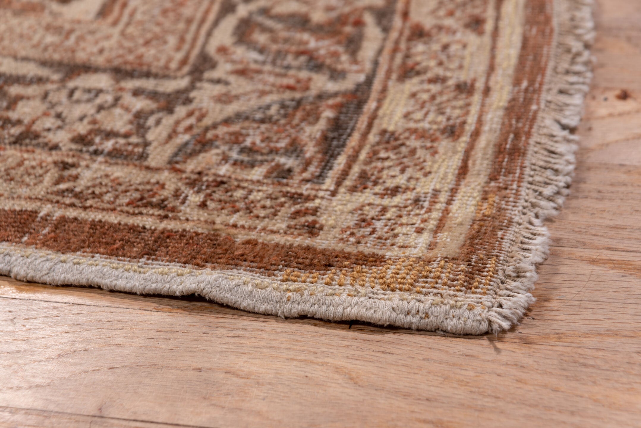 9' x 12' one-of-a-kind handmade antique Tabriz large size rug. Color palette: camel, taupe, brown, ivory, beige, gray