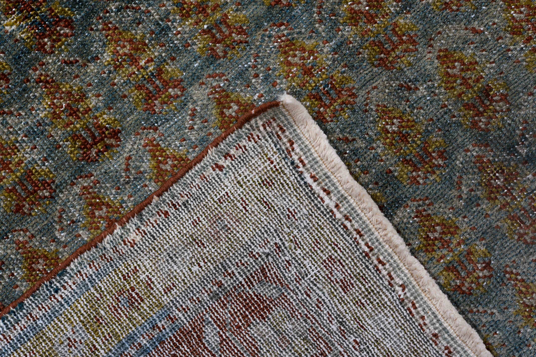 3' x 17' one-of-a-kind handmade antique Malayer runner rug. Color palette: sky blue, rust, ivory, camel, taupe, slate, brown