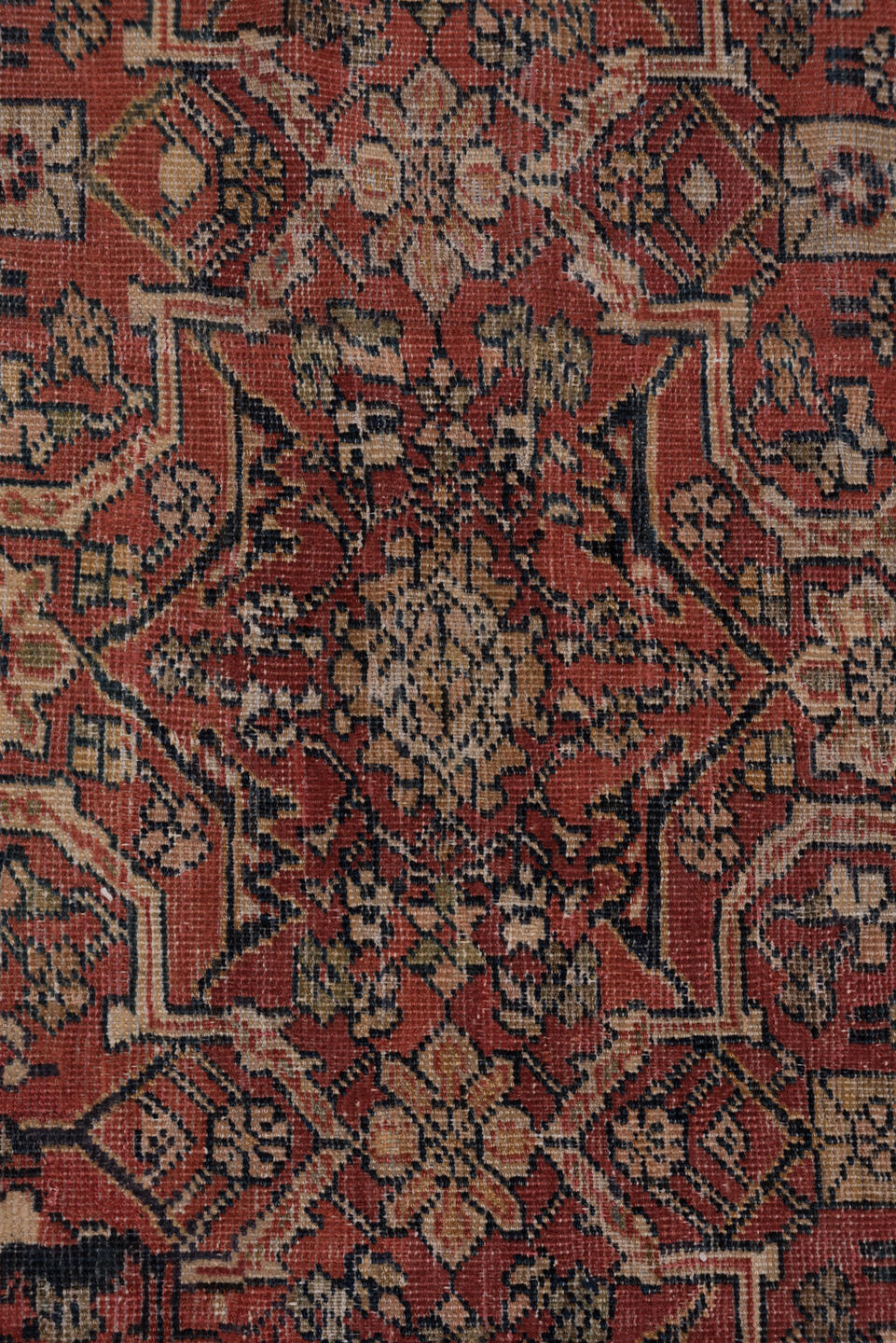 13' x 20' one-of-a-kind handmade vintage Sultanabad oversize rug. Color palette: rust, brick, burgundy, taupe, ivory