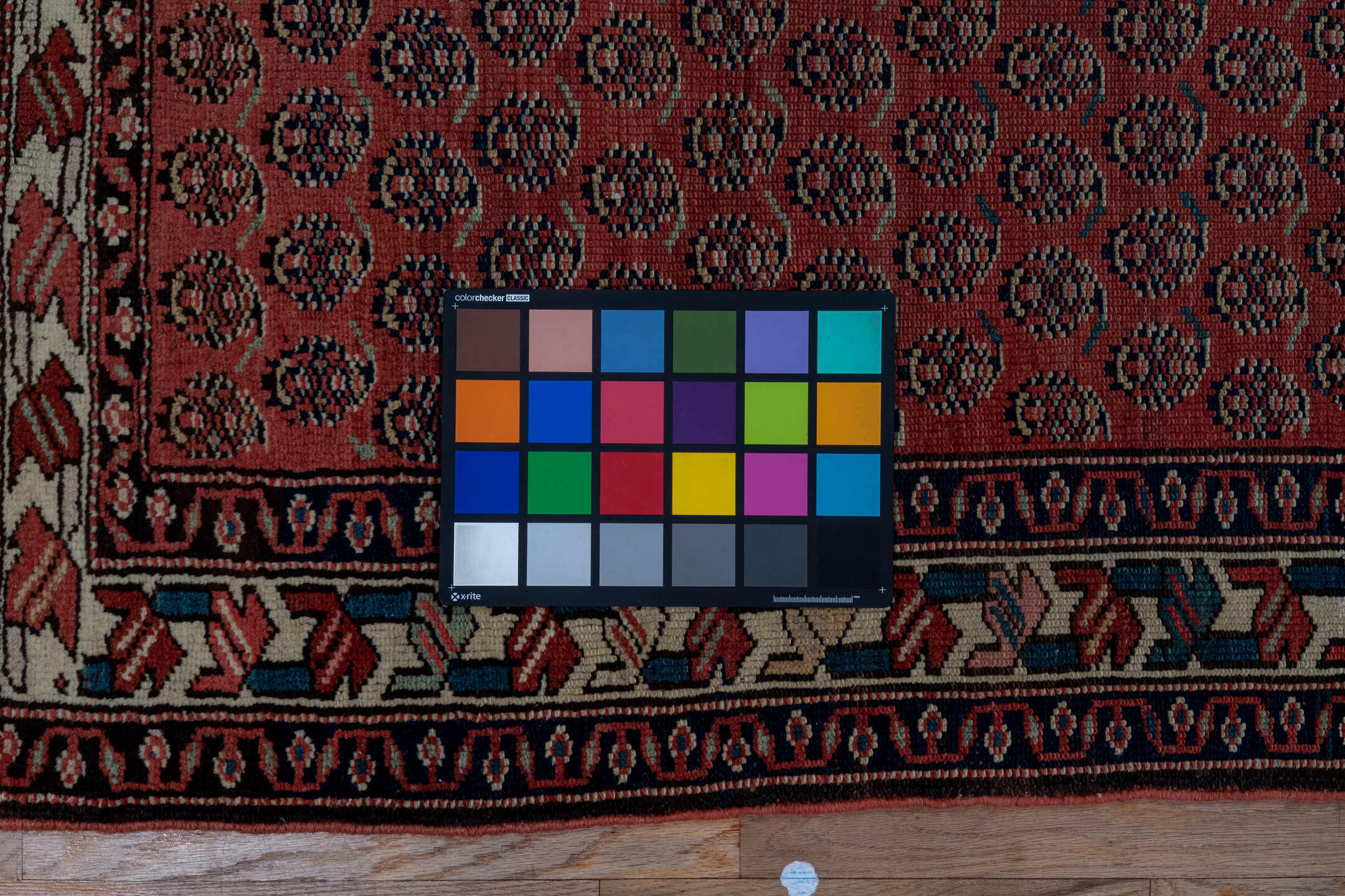 2' x 14' one-of-a-kind handmade antique Saraband runner rug. Color palette: rust, navy, ivory, camel, burgundy, charcoal