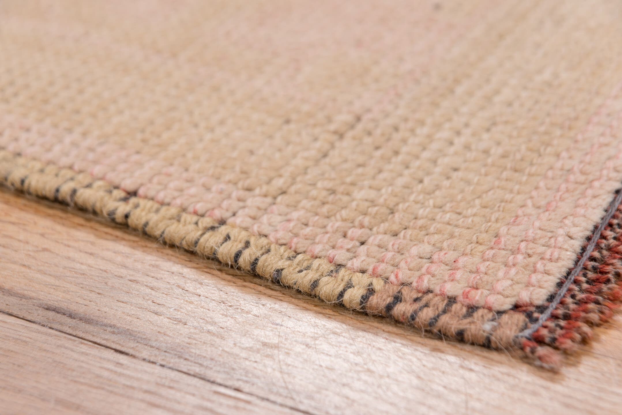 2' x 10' one-of-a-kind handmade antique Oushak runner rug. Color palette: blush, beige, rose, taupe, pink, red, gray