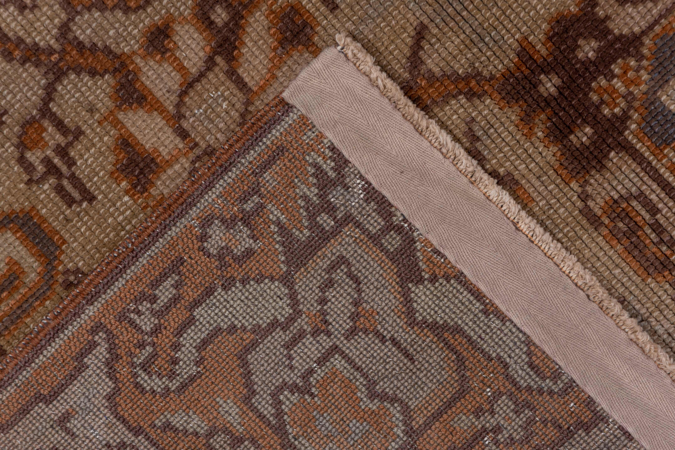 6' x 9' one-of-a-kind handmade antique Sivas medium size rug. Color palette: ivory, rust, taupe, camel, slate, brown