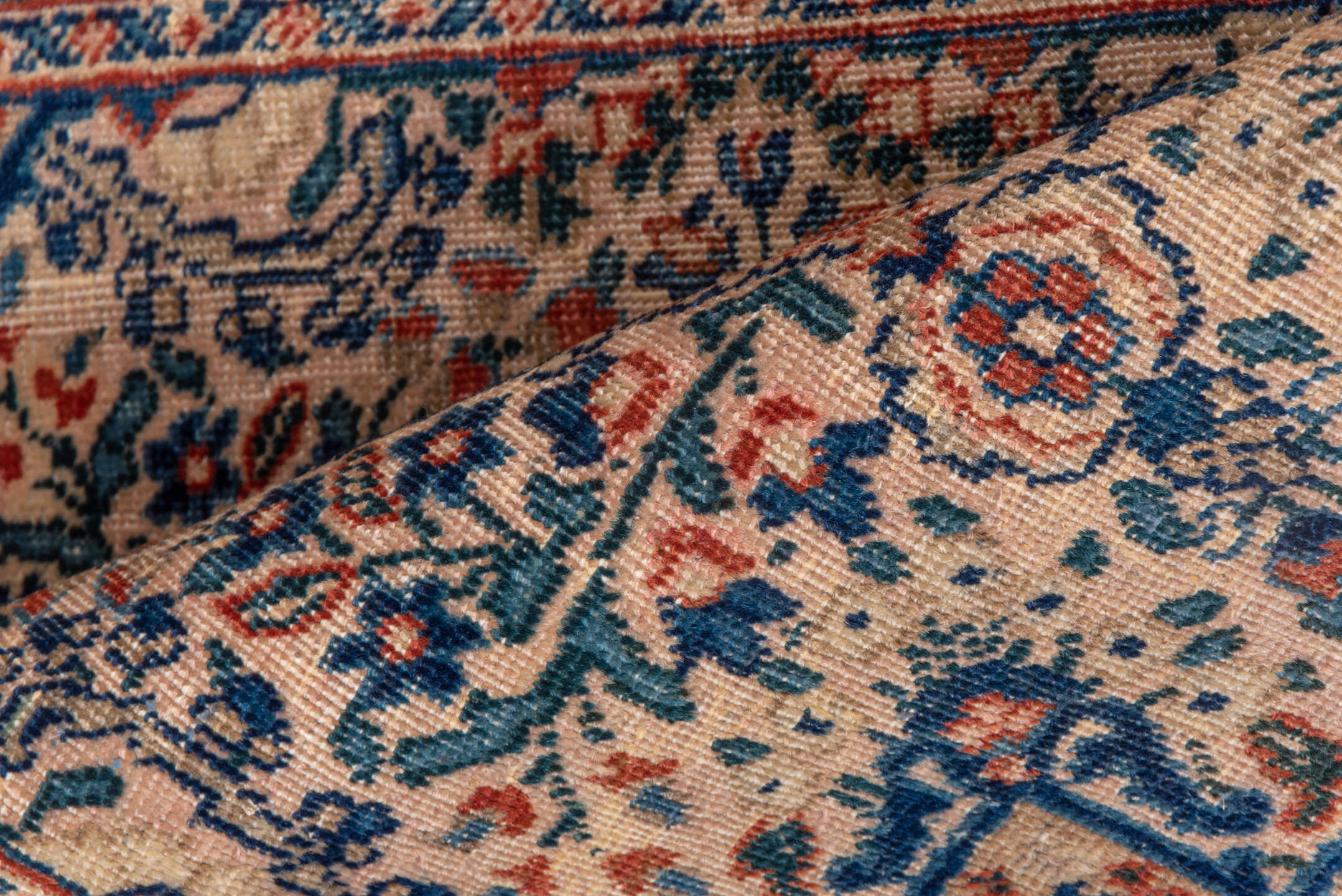 1' x 2' one-of-a-kind handmade vintage Tabriz small size rug. Color palette: black, blue, brown, charcoal, fiord, gray