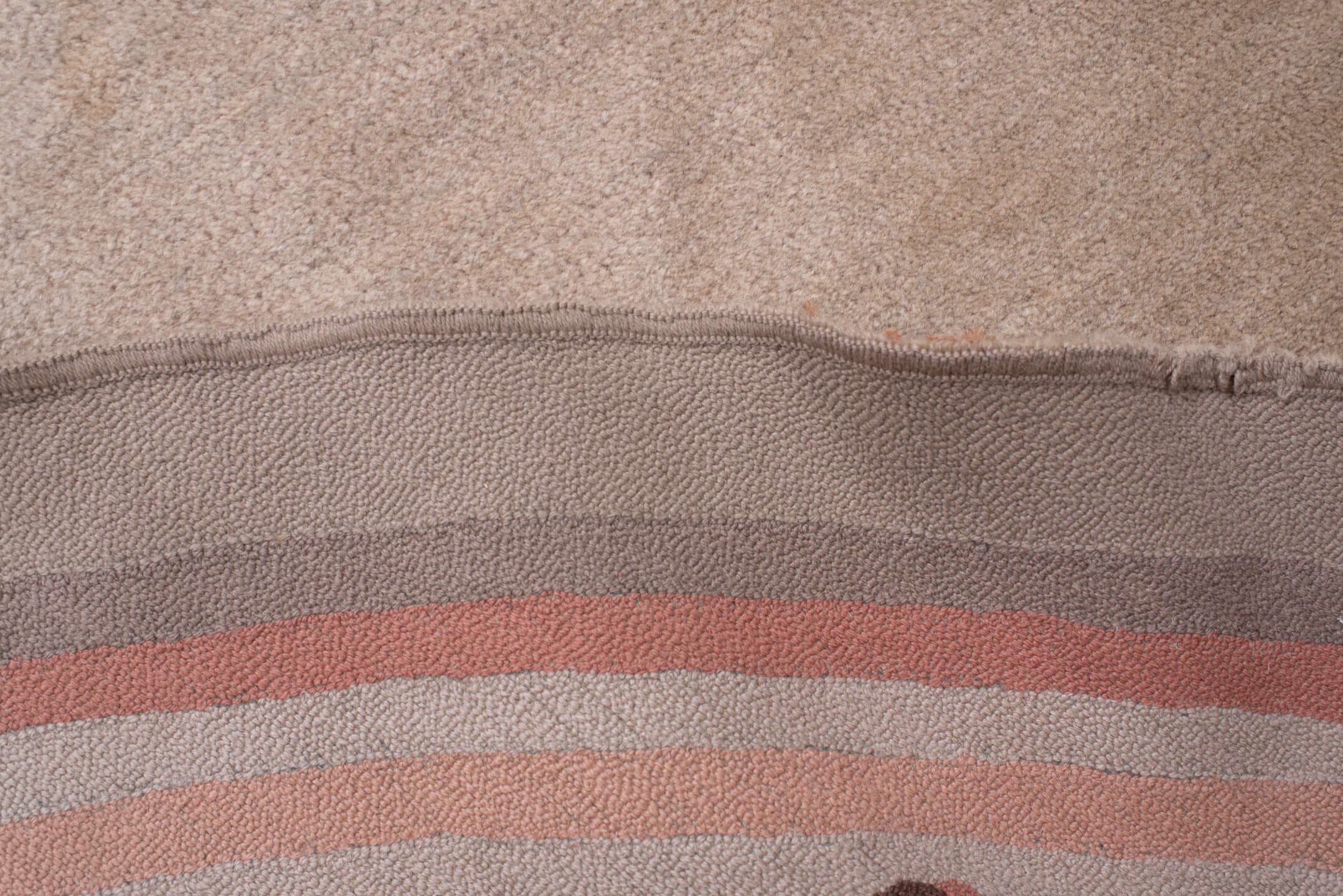 10' x 10' one-of-a-kind handmade antique European large size rug. Color palette: blush, ivory, sage, coral, taupe, pink