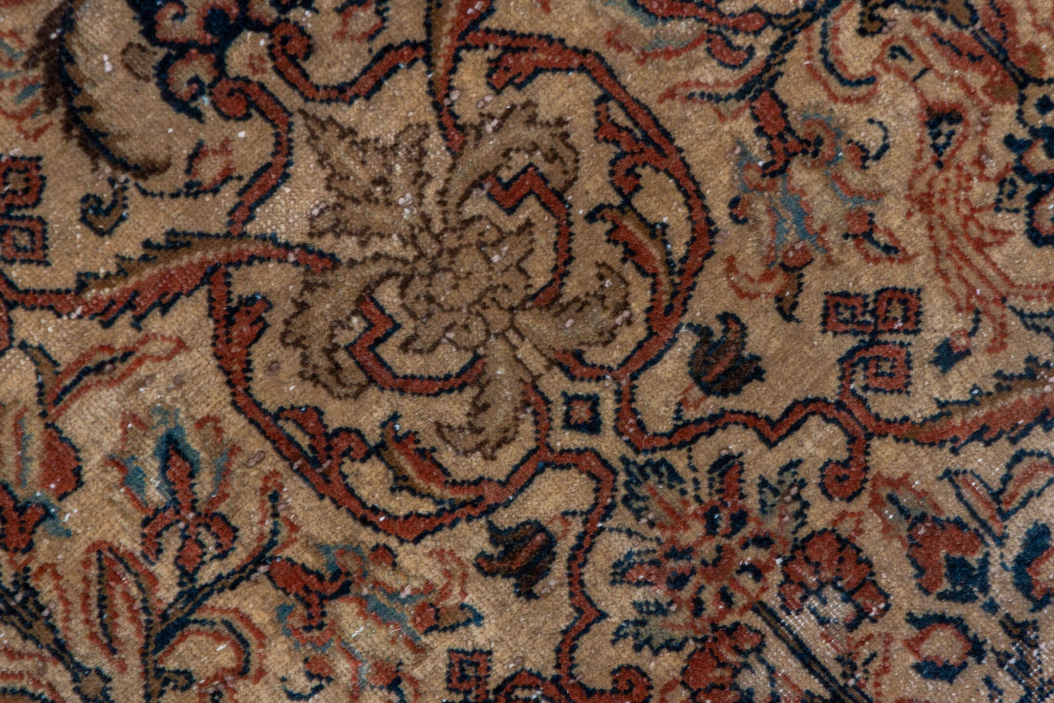 10' x 14' one-of-a-kind handmade antique Tabriz large size rug. Color palette: ivory, terra cotta, taupe, brown, charcoal