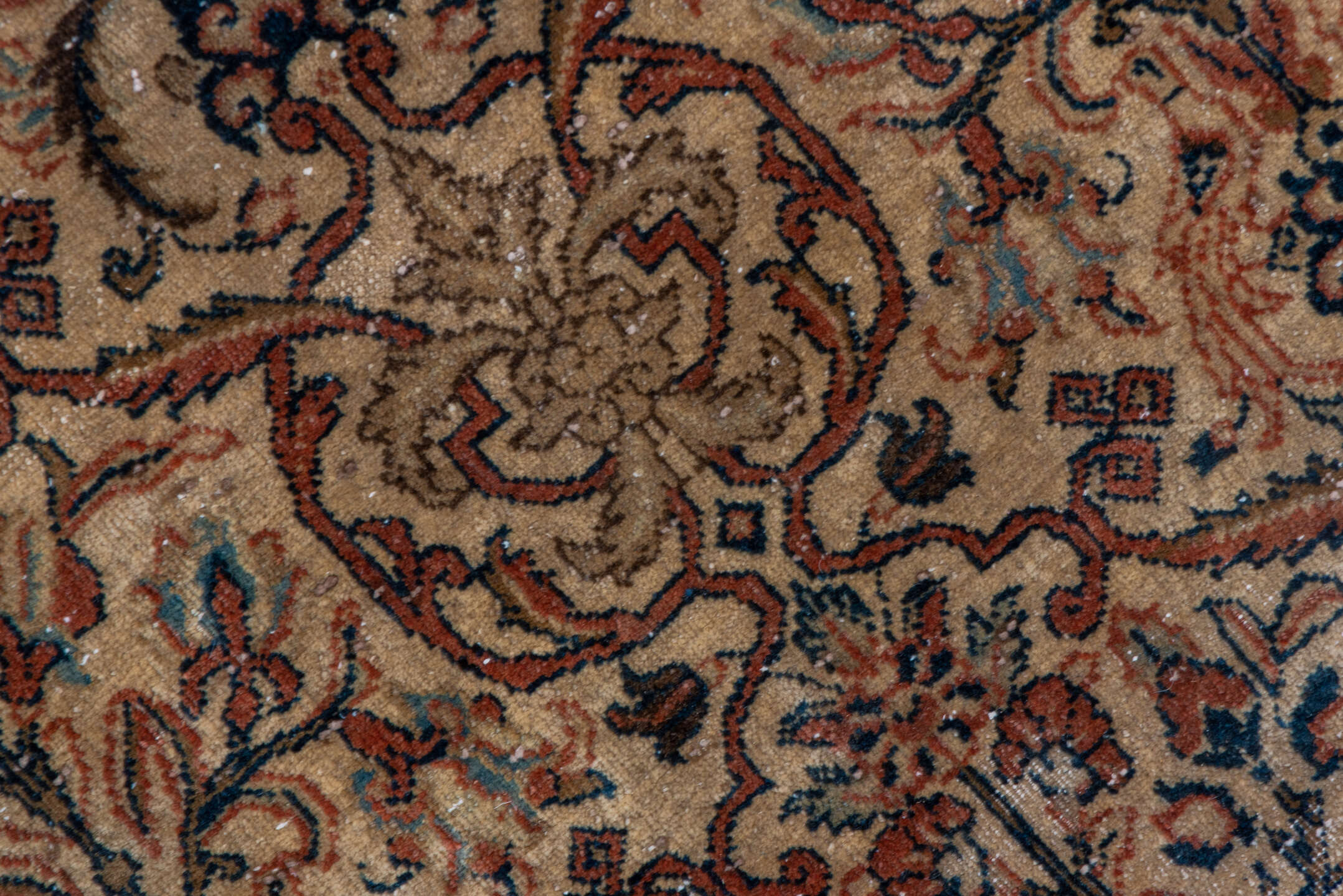 10' x 14' one-of-a-kind handmade antique Tabriz large size rug. Color palette: ivory, terra cotta, taupe, brown, charcoal