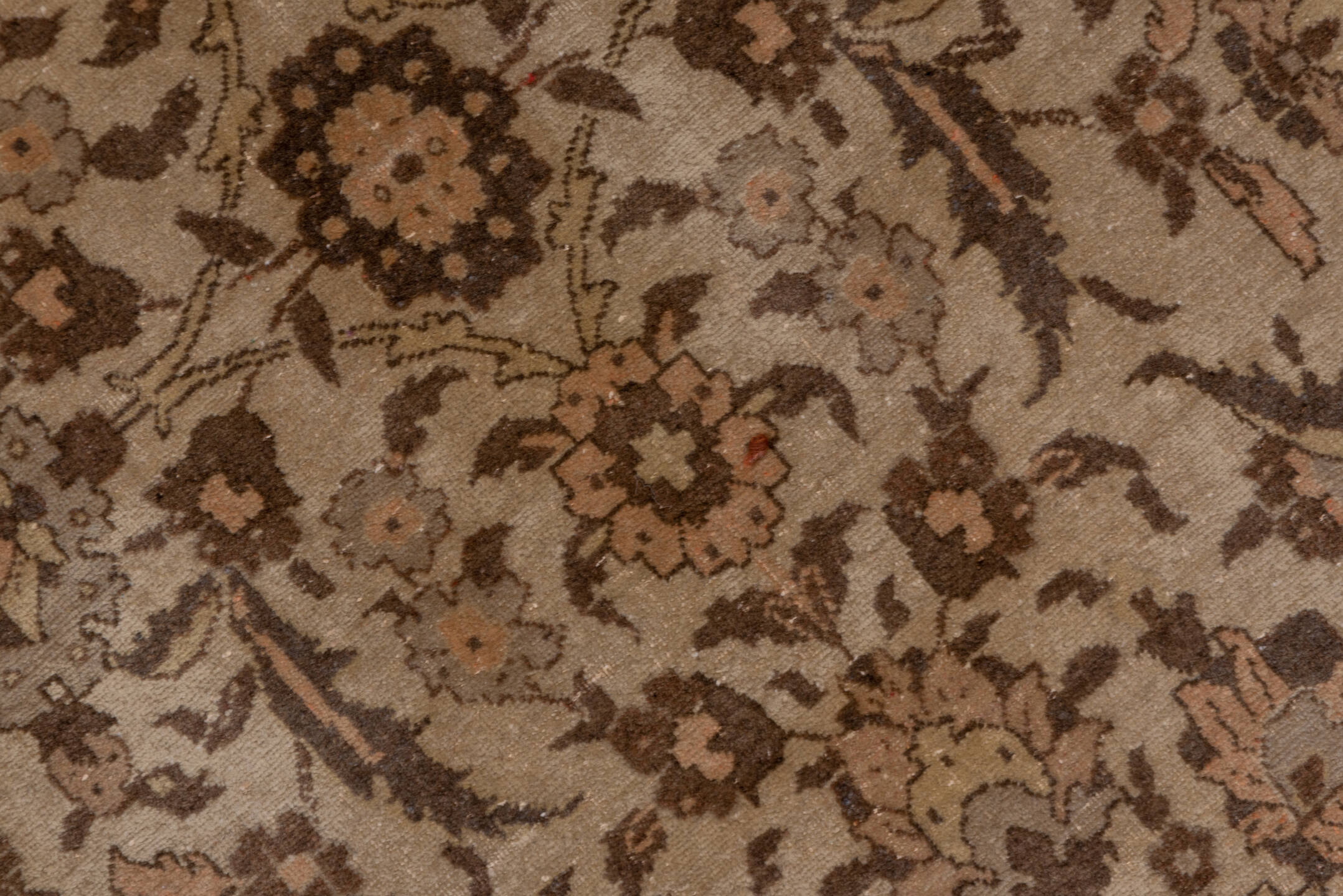 6' x 10' one-of-a-kind handmade antique Sivas large size rug. Color palette: brown, ivory, taupe, camel, charcoal, beige