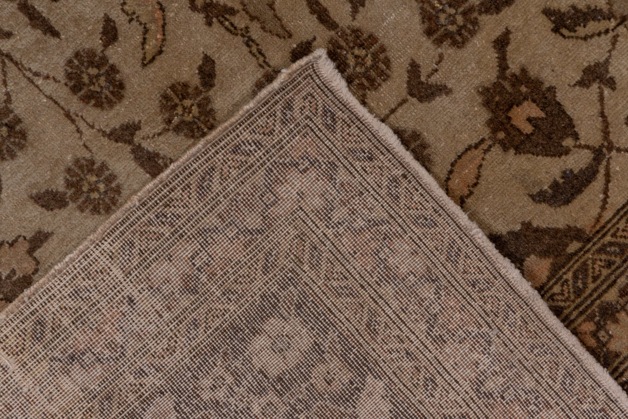6' x 10' one-of-a-kind handmade antique Sivas large size rug. Color palette: brown, ivory, taupe, camel, charcoal, beige