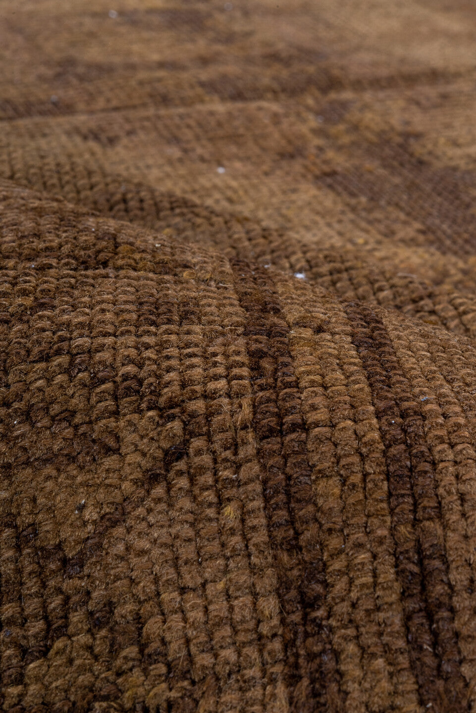 3' x 9' one-of-a-kind handmade antique Overdyed runner rug. Color palette: brown, camel, taupe, mahogany, beige, gray, red
