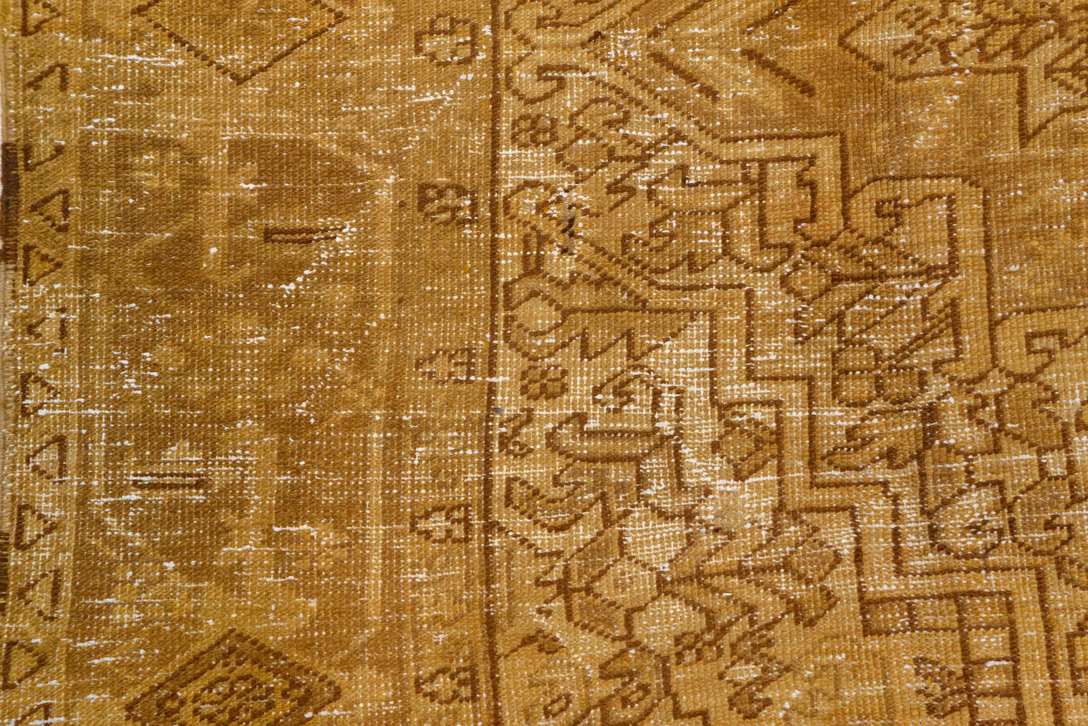 7' x 9' one-of-a-kind handmade vintage Heriz rug. Color palette: brown, burlywood, off-white, orange, tan