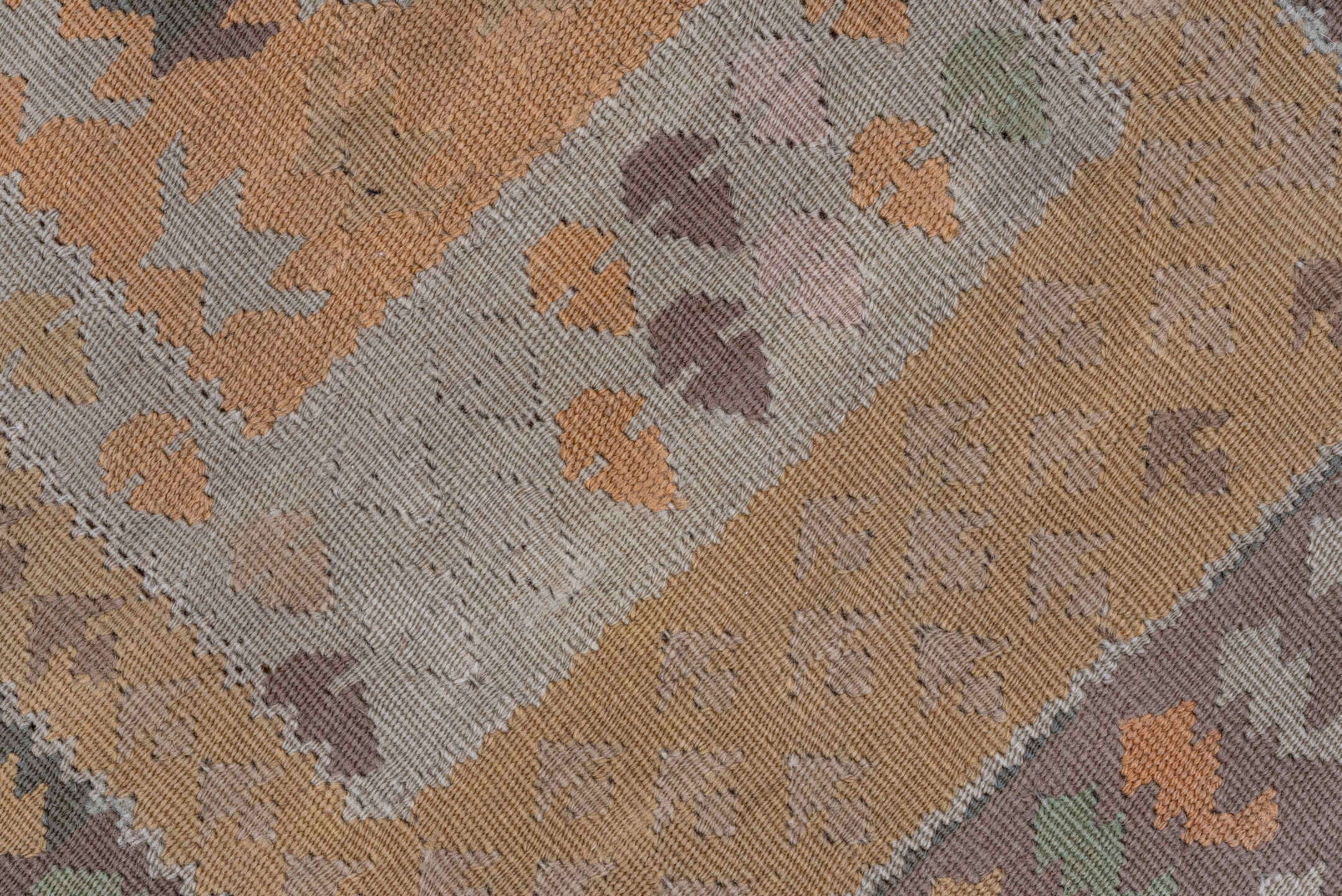 3' x 5' one-of-a-kind handmade antique Belouch small size rug. Color palette: taupe, camel, ivory, sage, terra cotta