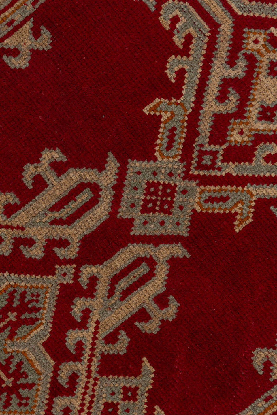 3' x 17' one-of-a-kind handmade antique Oushak runner rug. Color palette: crimson, ivory, burgundy, red