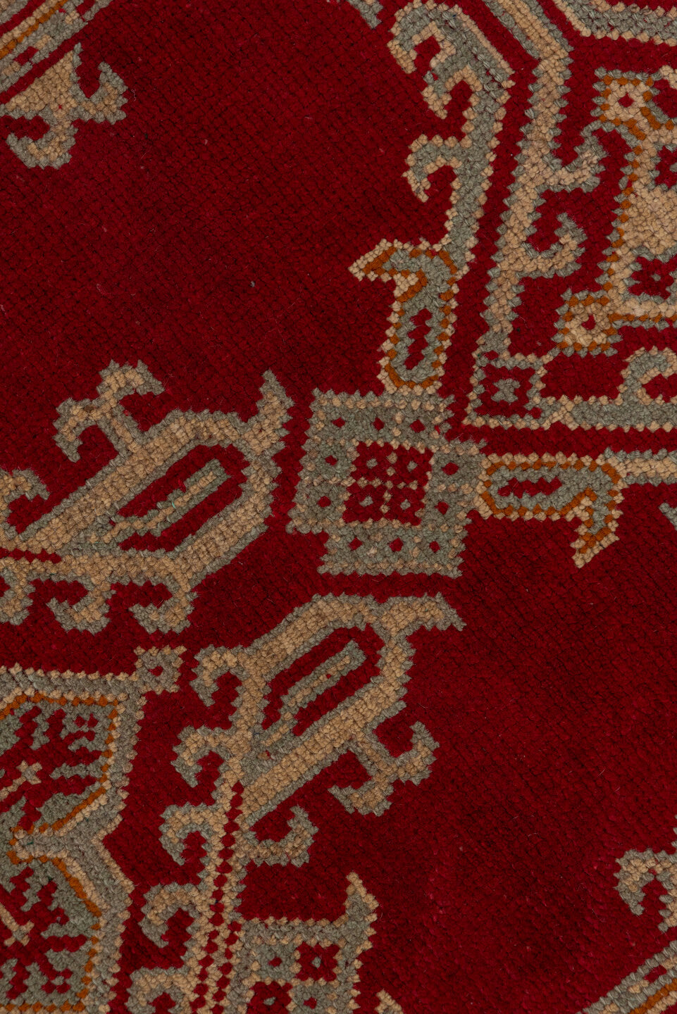 3' x 17' one-of-a-kind handmade antique Oushak runner rug. Color palette: crimson, ivory, burgundy, red