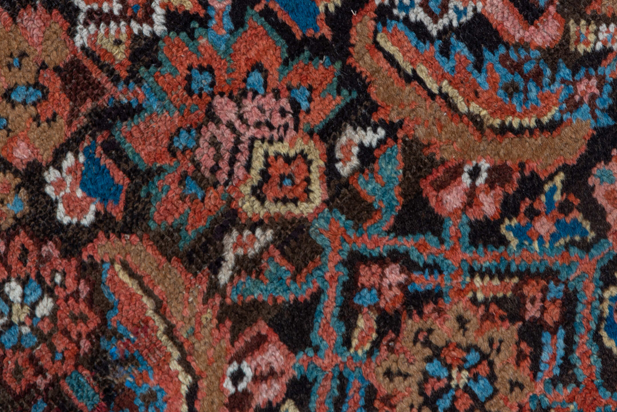 3' x 13' one-of-a-kind handmade vintage Bakhshayesh runner rug. Color palette: navy, sky blue, rust, coral, ivory, rose