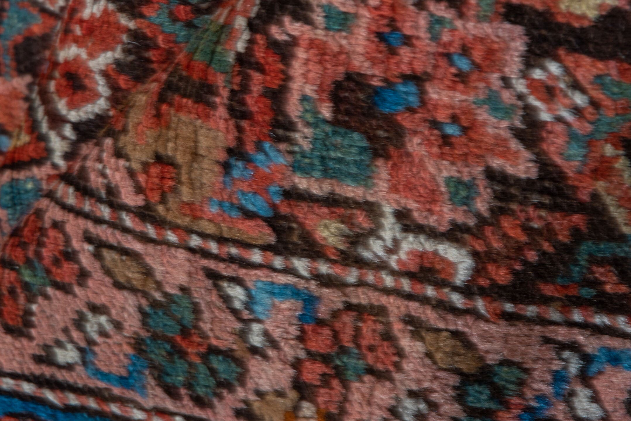 3' x 13' one-of-a-kind handmade vintage Bakhshayesh runner rug. Color palette: navy, sky blue, rust, coral, ivory, rose