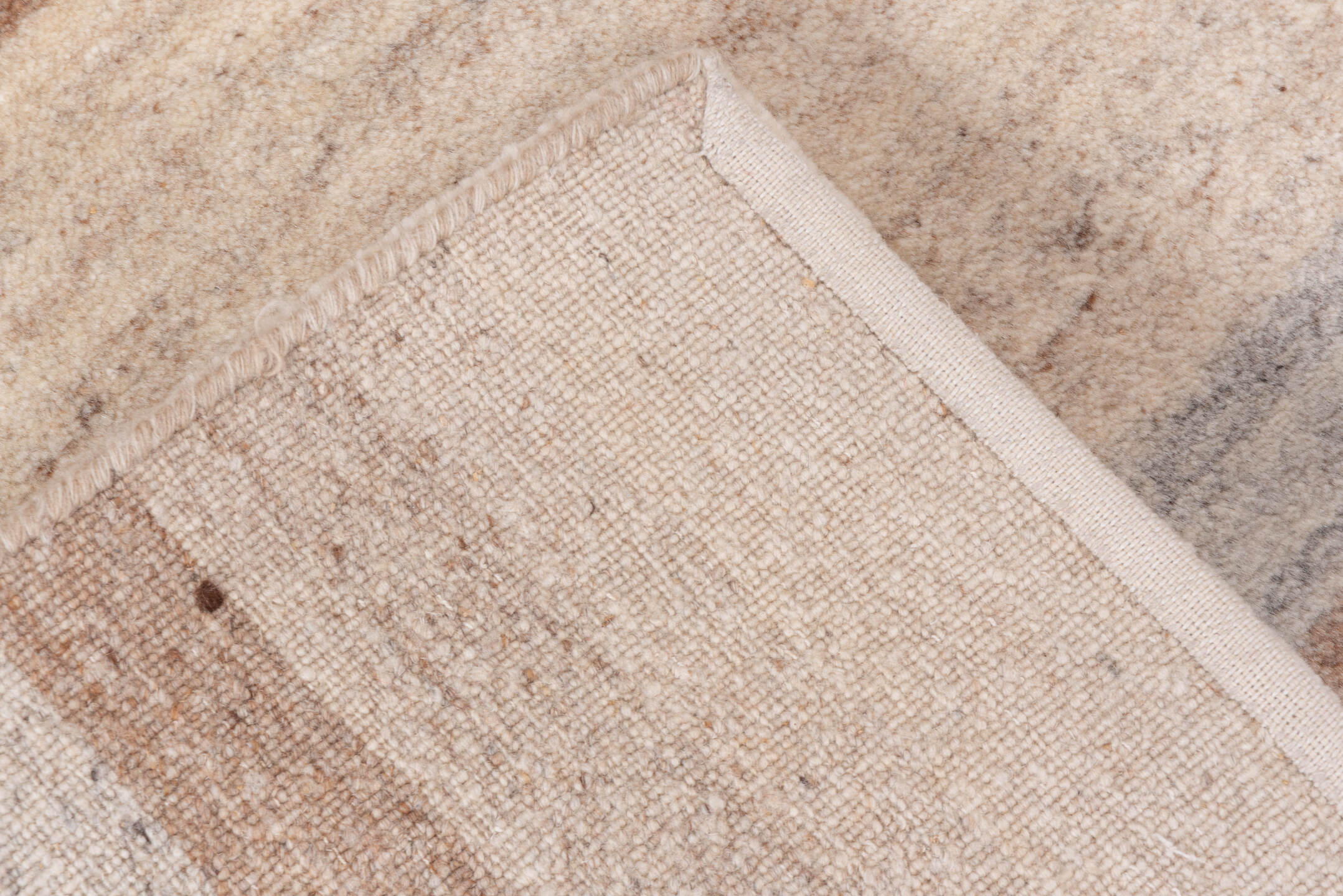 4' x 6' one-of-a-kind handmade vintage Ocean small size rug. Color palette: ivory, taupe, camel, gray, beige