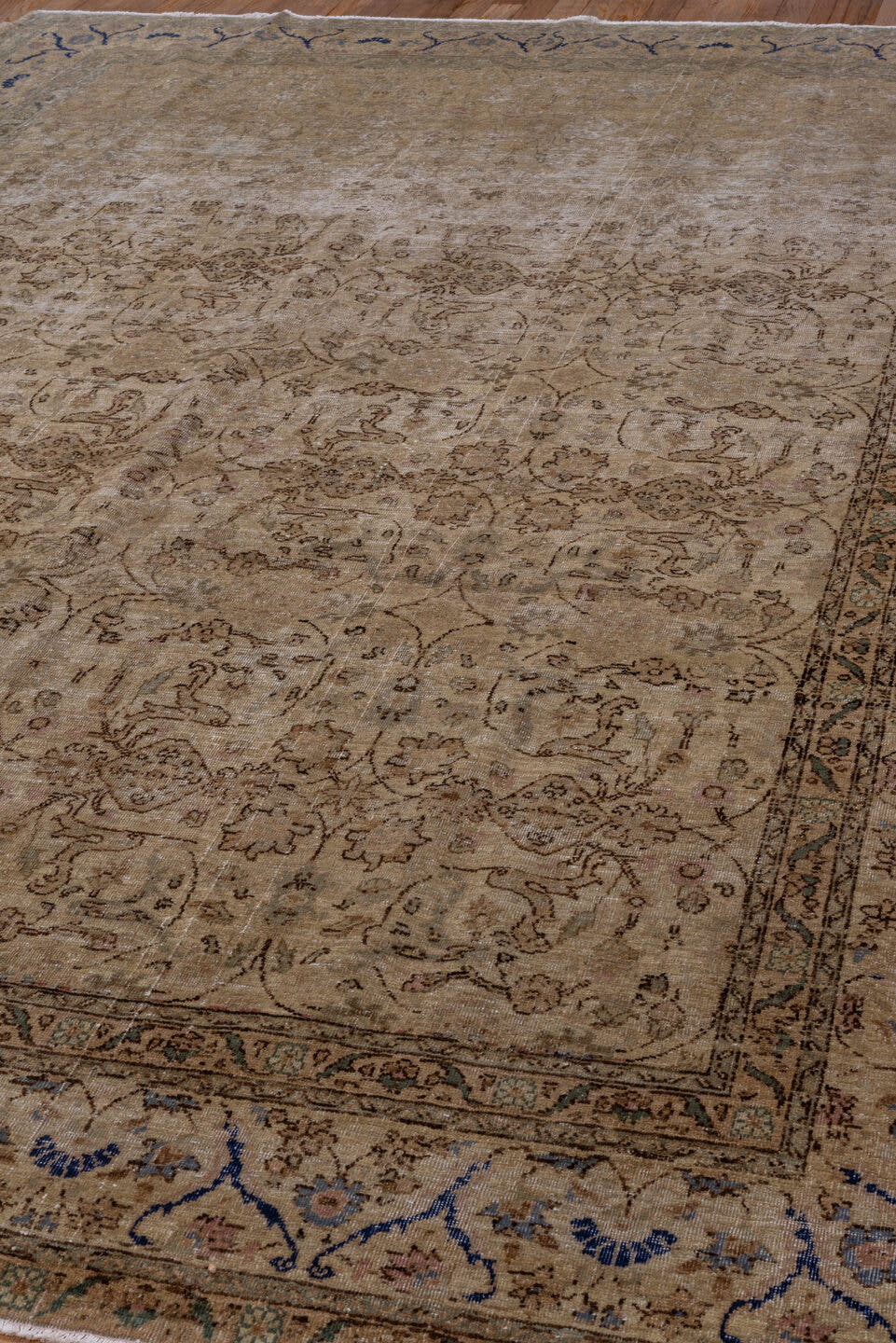 7' x 9' one-of-a-kind handmade vintage Sivas rug. Color palette: beige, taupe, ivory, brown, slate, blue, gray
