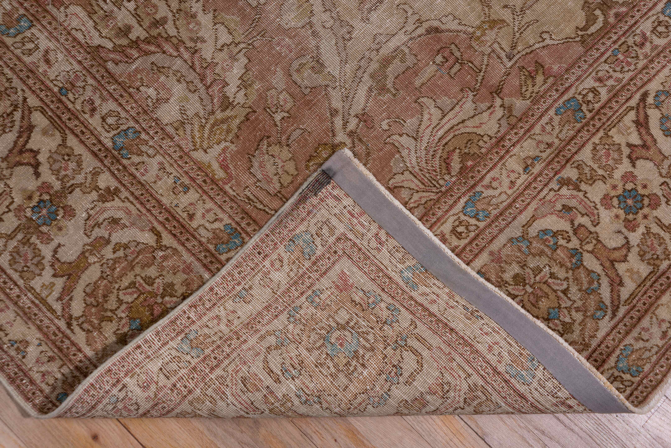 8' x 11' one-of-a-kind handmade vintage Tulu large size rug. Color palette: brown, dim gray, gray, pink