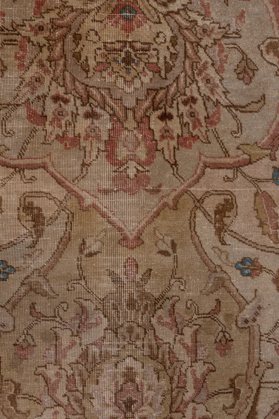 8' x 11' one-of-a-kind handmade vintage Tulu large size rug. Color palette: brown, dim gray, gray, pink