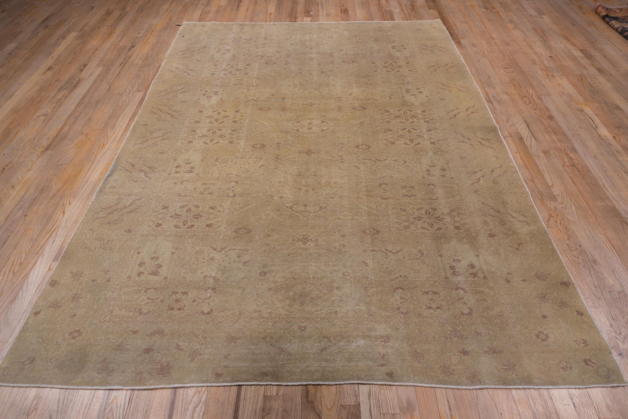 6' x 9' one-of-a-kind handmade vintage Sivas medium size rug. Color palette: beige, taupe, rose, ivory, camel, gray, pink