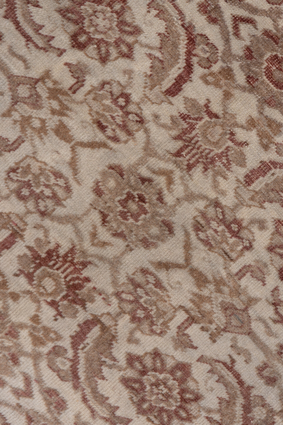 6' x 9' one-of-a-kind handmade antique Kaisary medium size rug. Color palette: taupe, ivory, rose, camel, beige, gray, pink