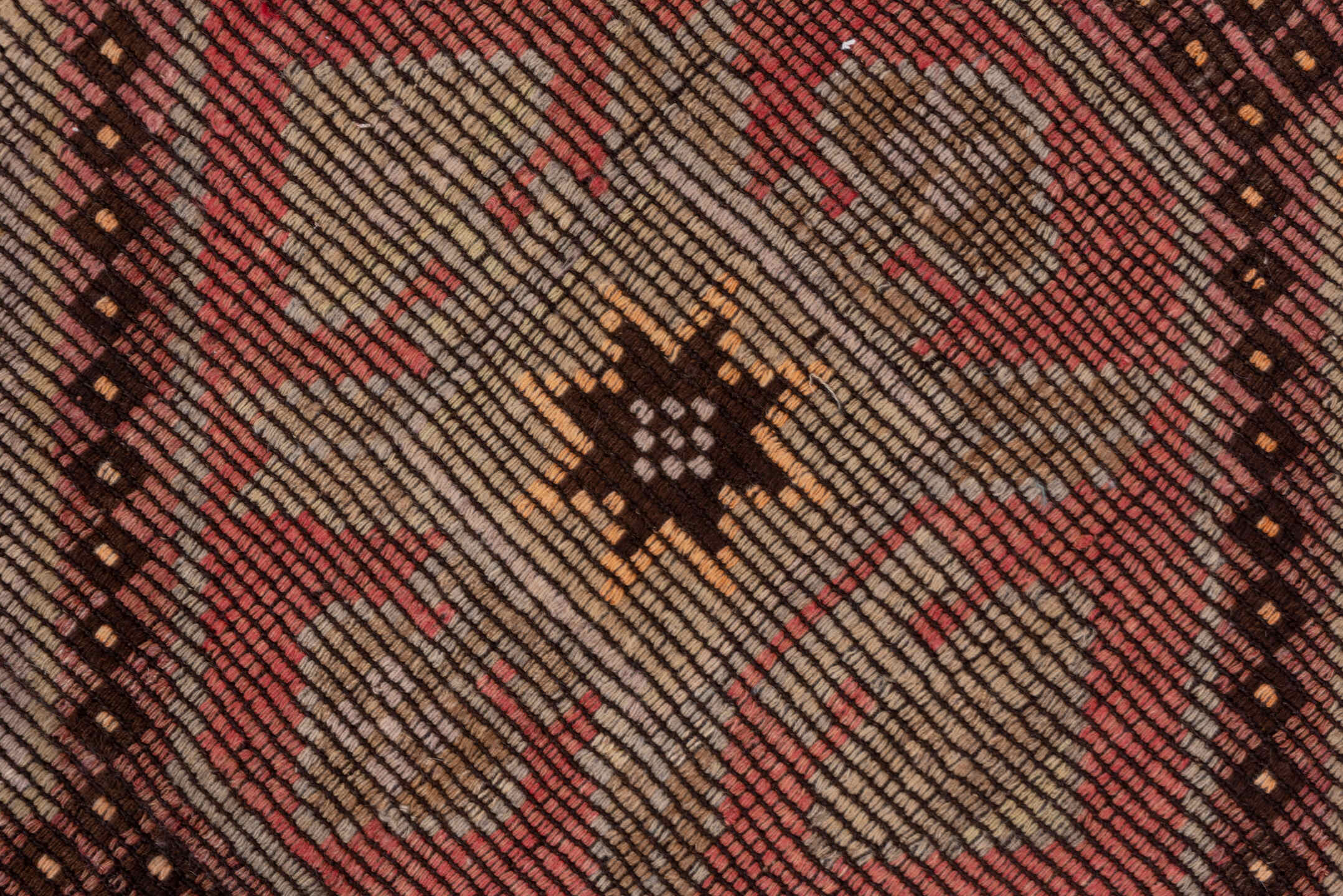 6' x 8' one-of-a-kind handmade vintage Jijim medium size rug. Color palette: brown, gray, light gray, pink, red, redwood