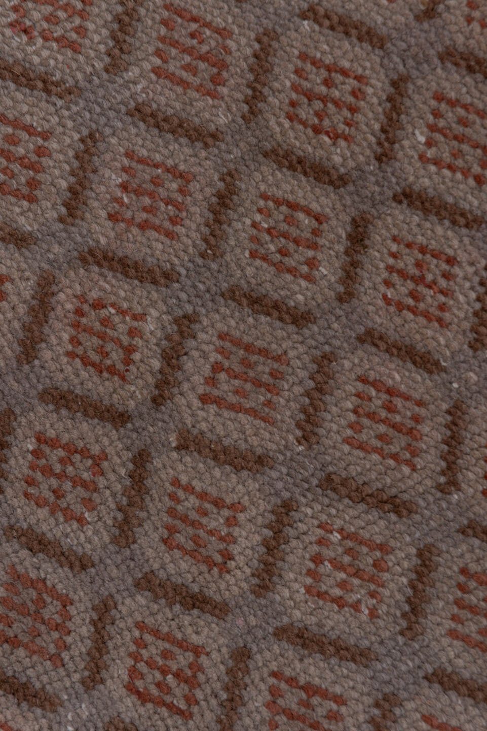 7' x 10' one-of-a-kind handmade vintage Oushak large size rug. Color palette: taupe, brown, rose, mauve, charcoal, beige