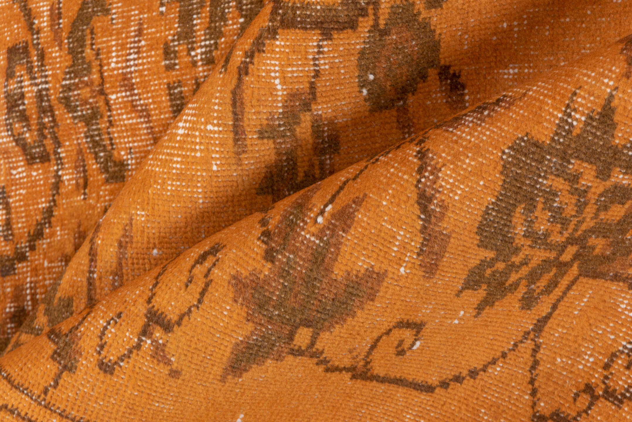 5' x 8' one-of-a-kind handmade vintage Overdyed medium size rug. Color palette: terra cotta, rust, sienna, camel, taupe