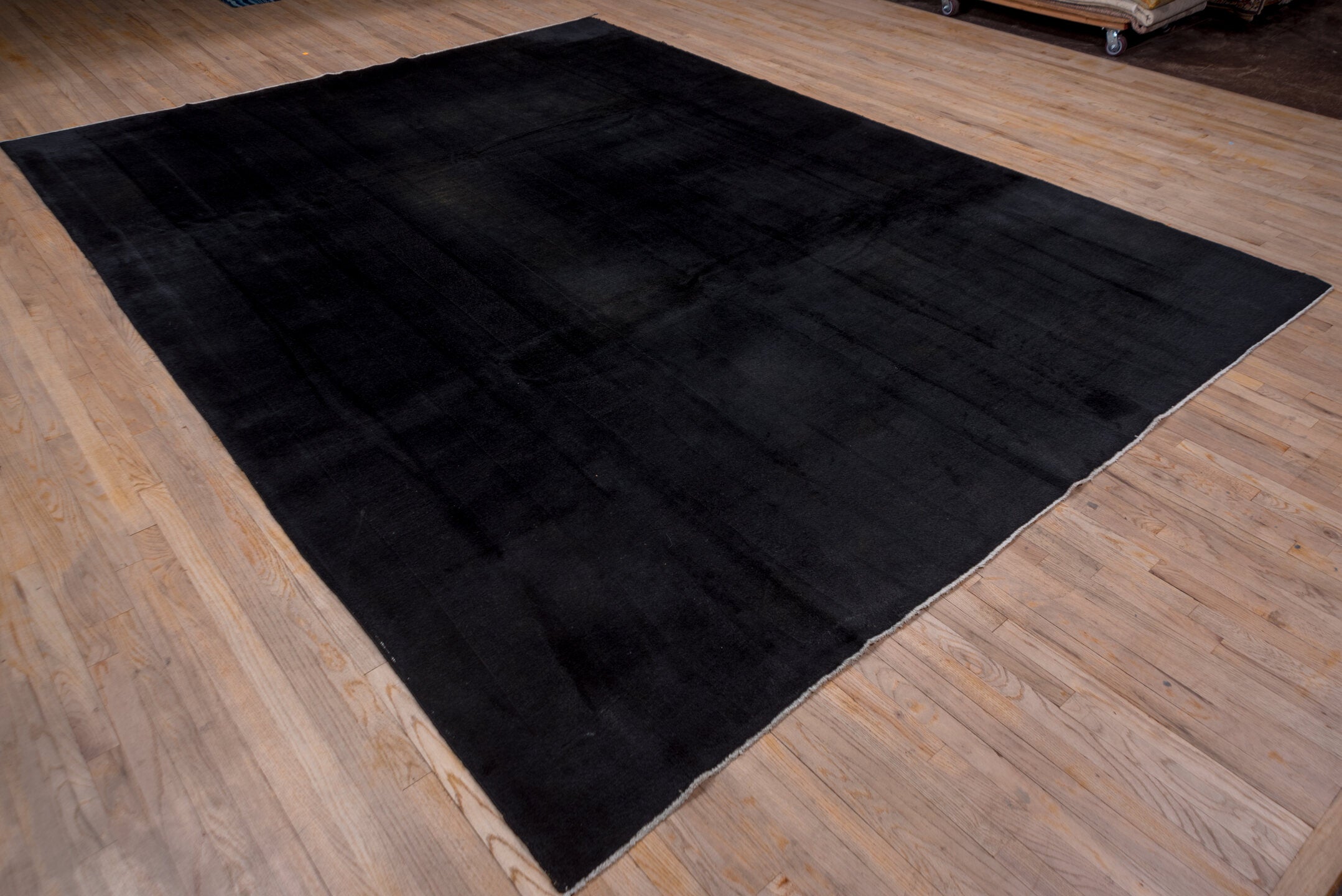 9' x 12' one-of-a-kind handmade vintage Overdyed large size rug. Color palette: black, charcoal, gray