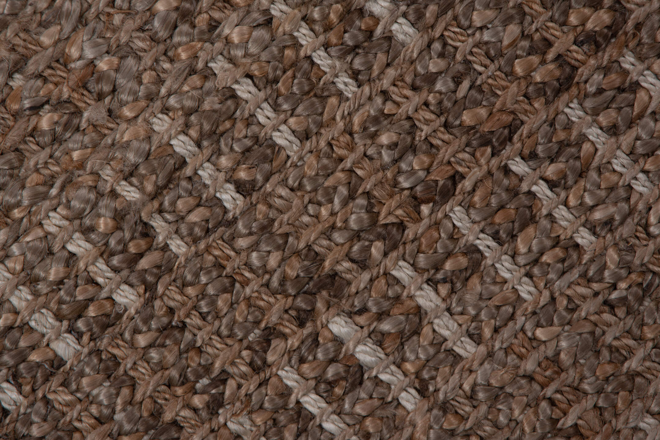 4' x 6' one-of-a-kind handmade vintage Sisal small size rug. Color palette: brown, gainsboro, gray, light gray, off-white