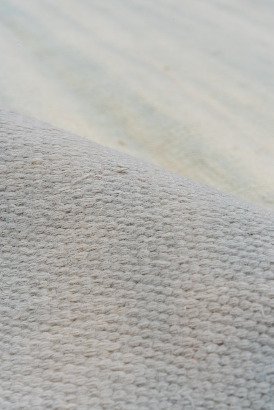 9' x 14' one-of-a-kind handmade antique Dhurrie large size rug. Color palette: ivory, pale blue, sky blue, light blue