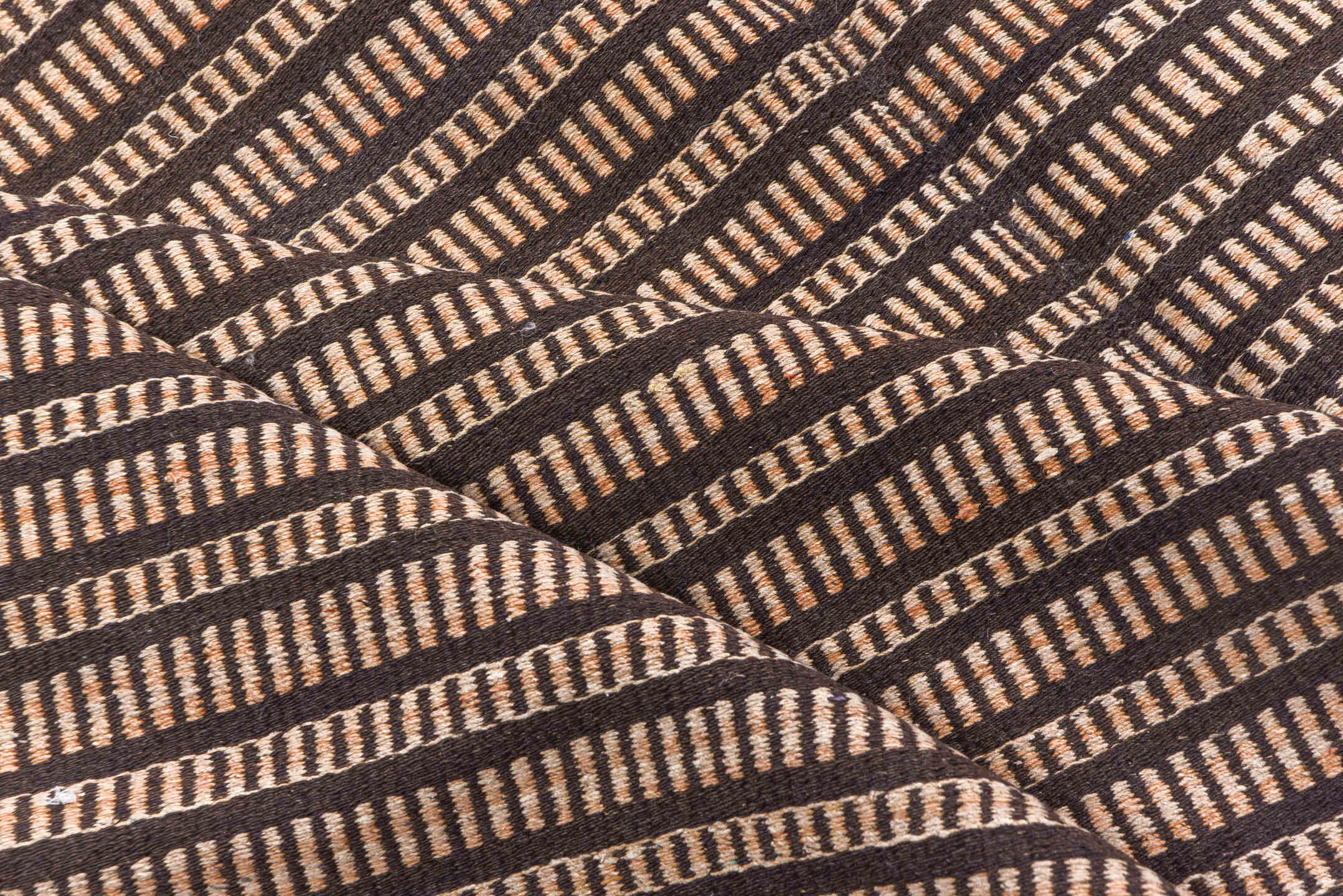 6' x 8' one-of-a-kind handmade vintage Jijim medium size rug. Color palette: brown, gray, light gray, off-white, pink, snow