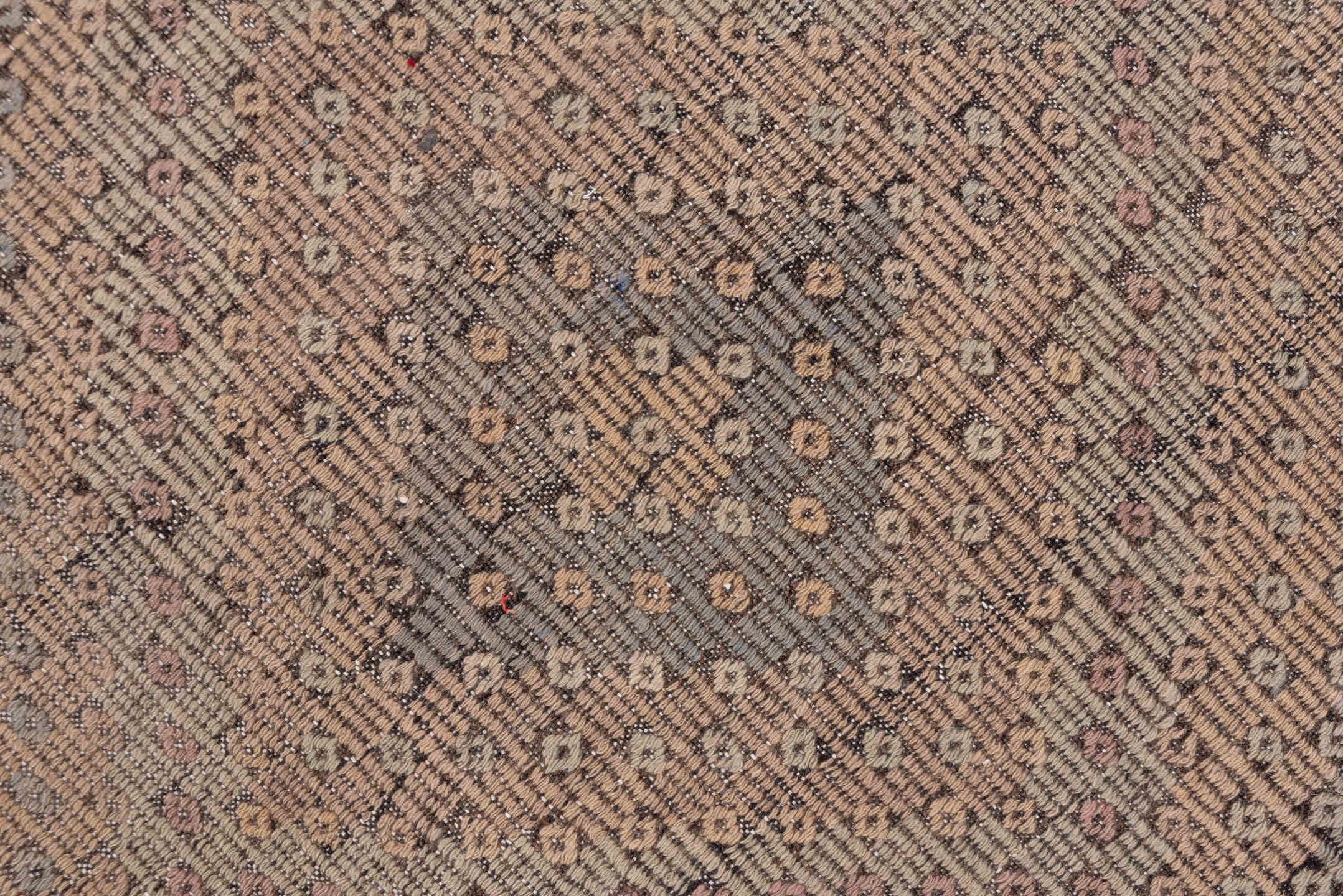 6' x 10' one-of-a-kind handmade vintage Jijim large size rug. Color palette: black, brown, gray, light gray, off-white, pink