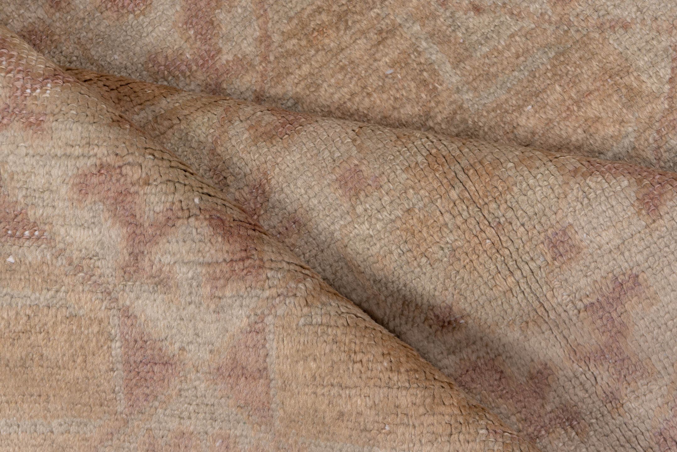 4' x 8' one-of-a-kind handmade vintage Oushak rug. Color palette: beige, taupe, blush, dusty rose, ivory, gray, pink