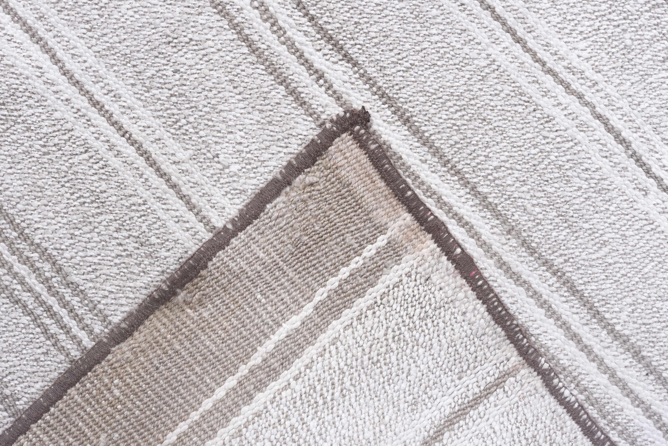 10' x 14' one-of-a-kind handmade vintage Flatweave large size rug. Color palette: dark gray, gainsboro, gray, lavender