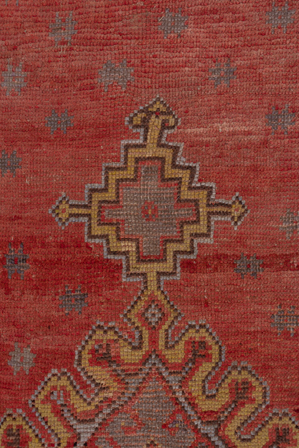 13' x 15' one-of-a-kind handmade vintage Oushak oversize rug. Color palette: terra cotta, rust, taupe, rose, burgundy, gold